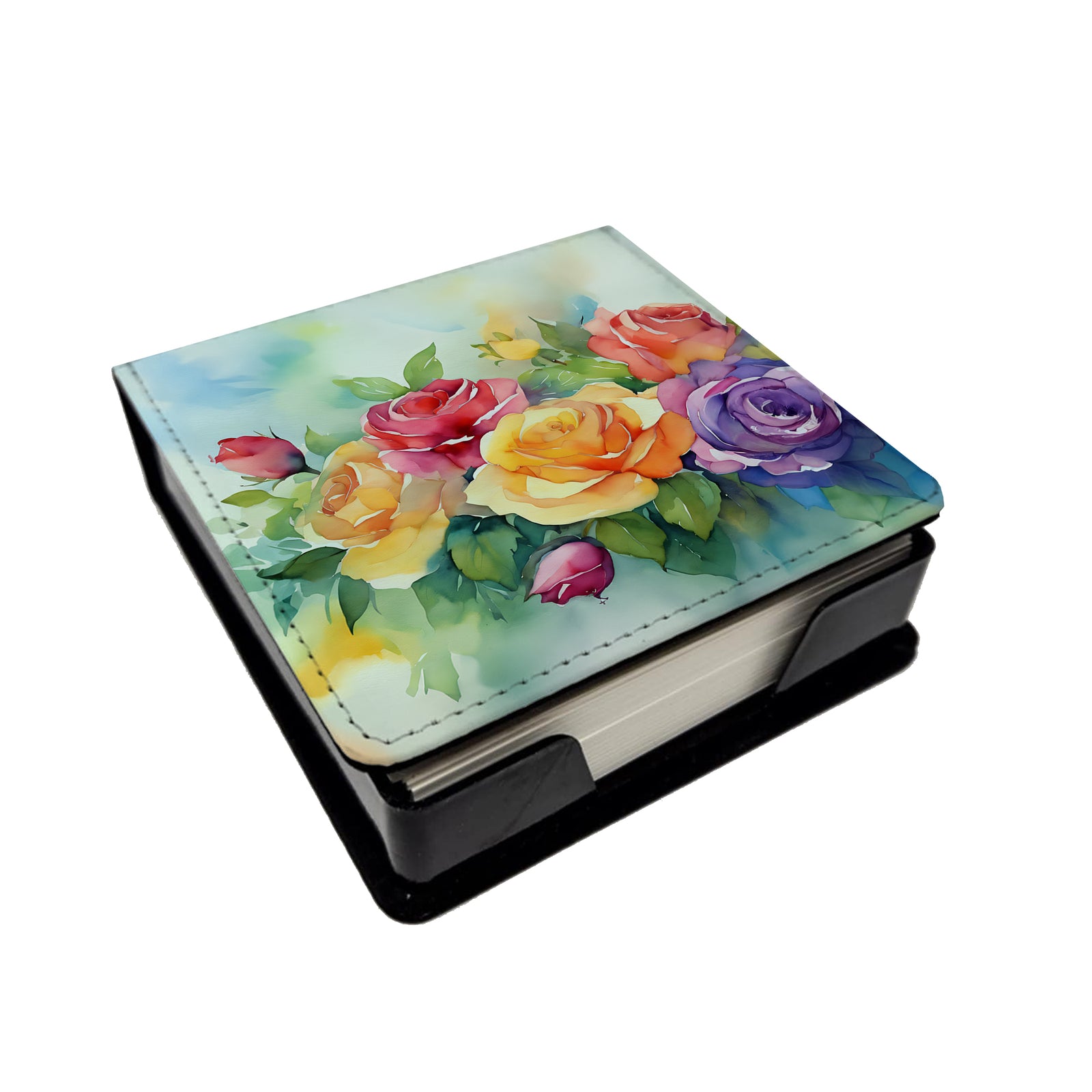 Caroline's Treasures Roses in Watercolor PU Leather Note Paper Holder