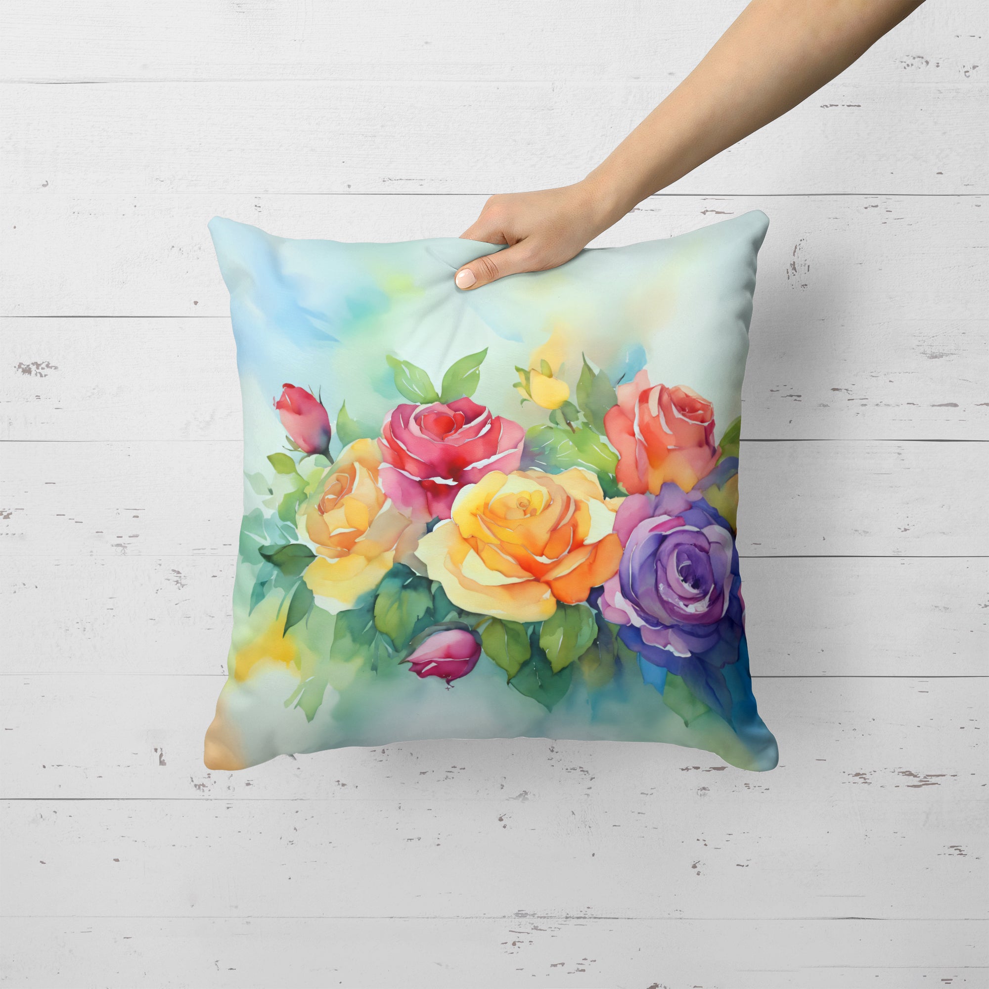 Buy this Roses in Watercolor Throw Pillow