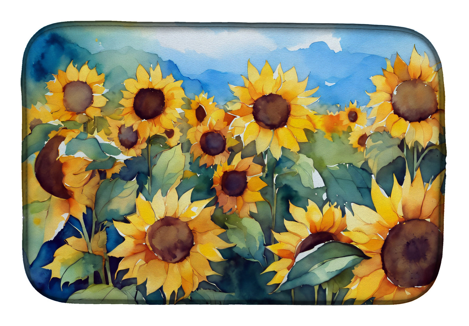 Caroline's Treasures Sunflowers in Watercolor Dish Drying Mat