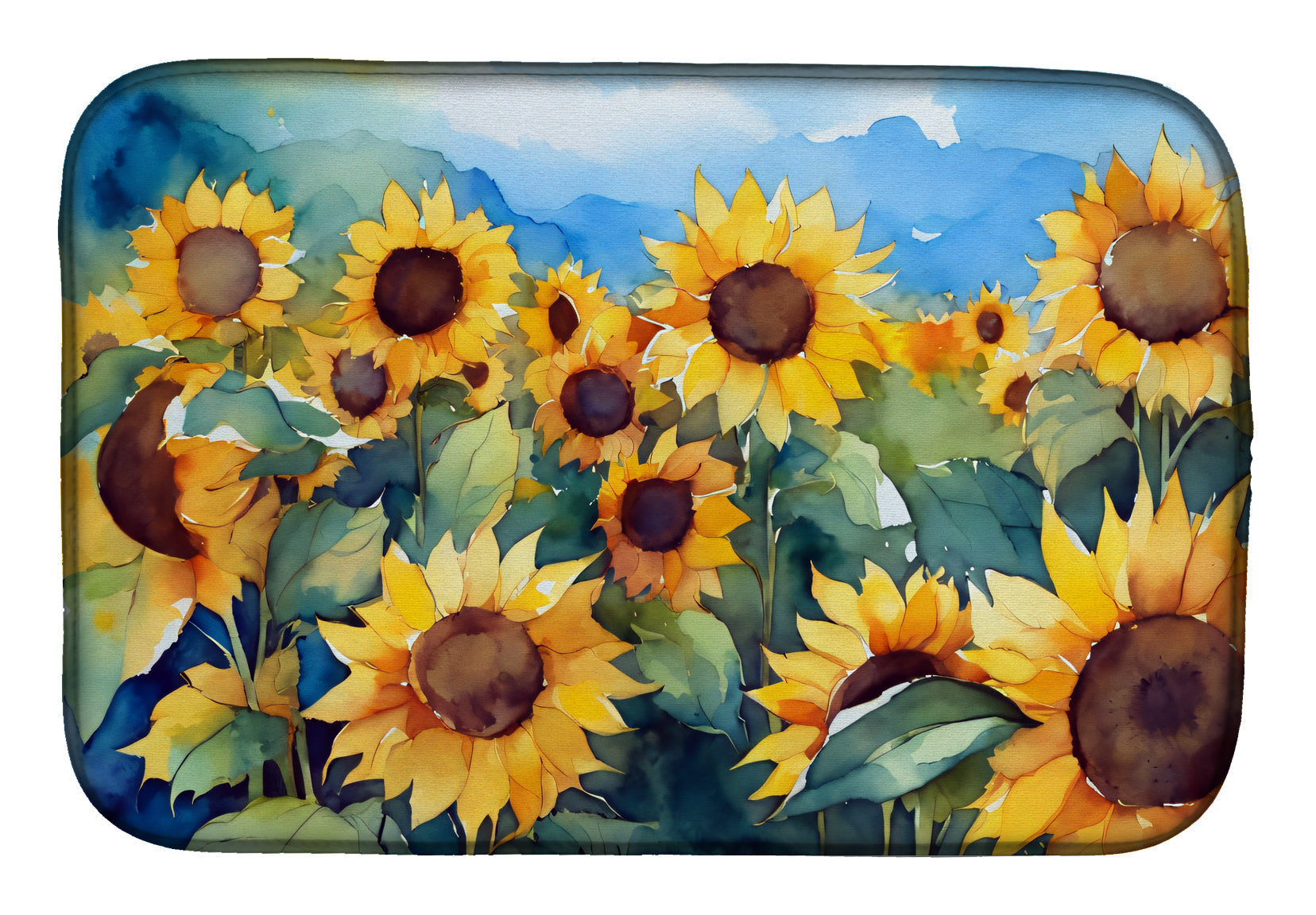 Caroline's Treasures Sunflowers in Watercolor Dish Drying Mat