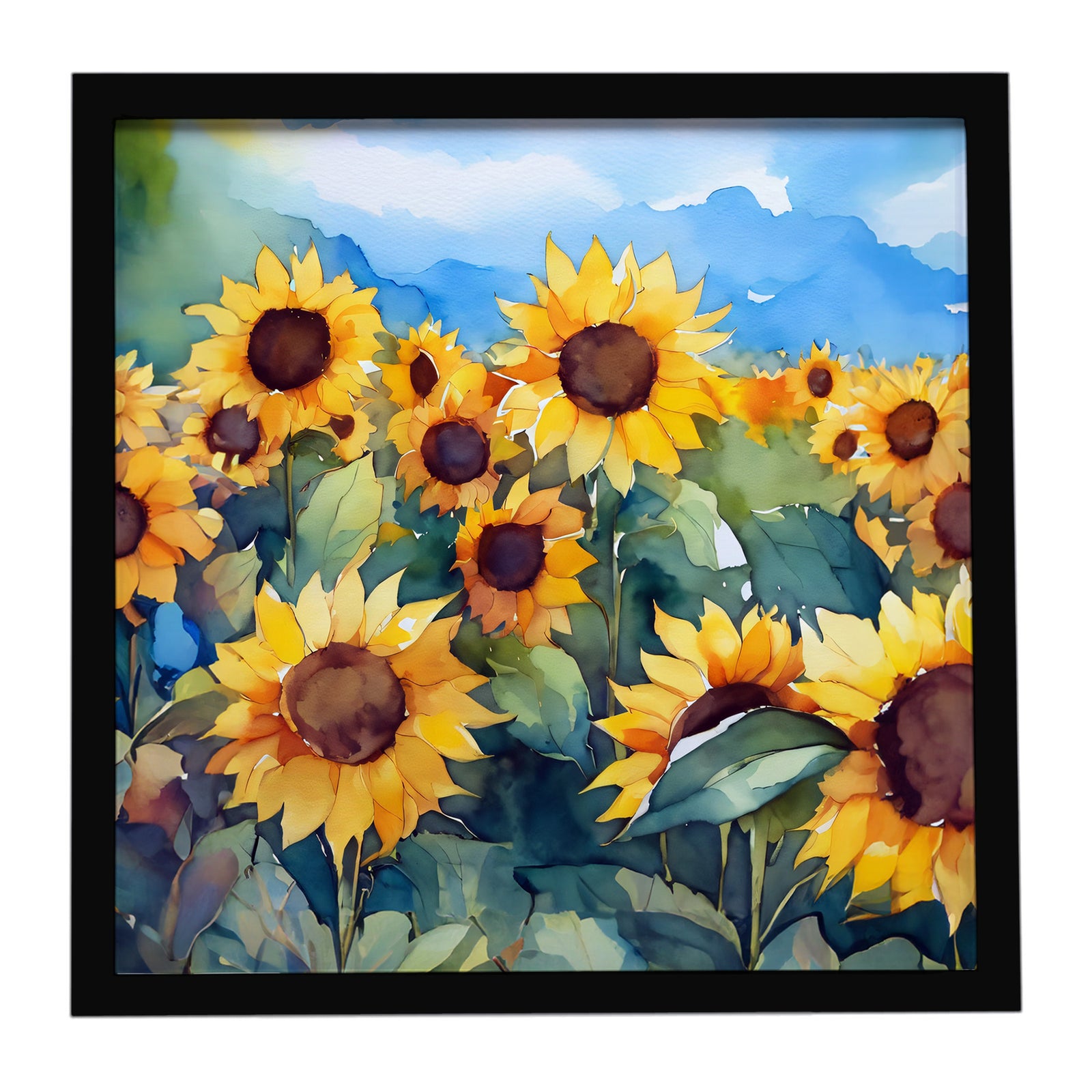 Caroline's Treasures Sunflowers in Watercolor Framed Metal Print