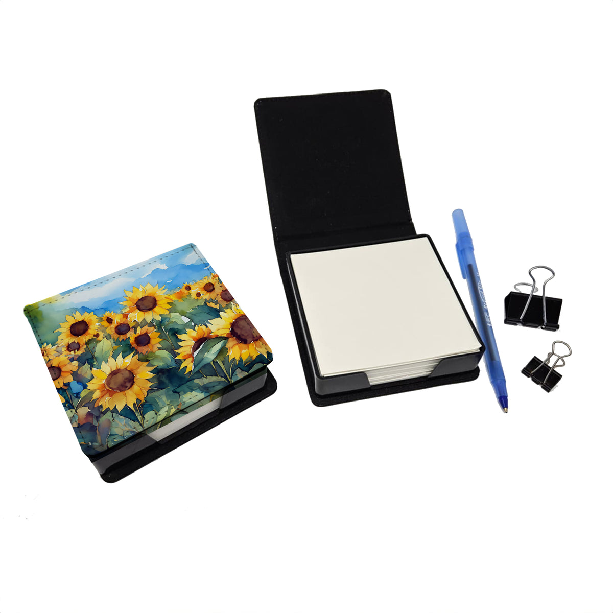 Caroline's Treasures Sunflowers in Watercolor PU Leather Note Paper Holder