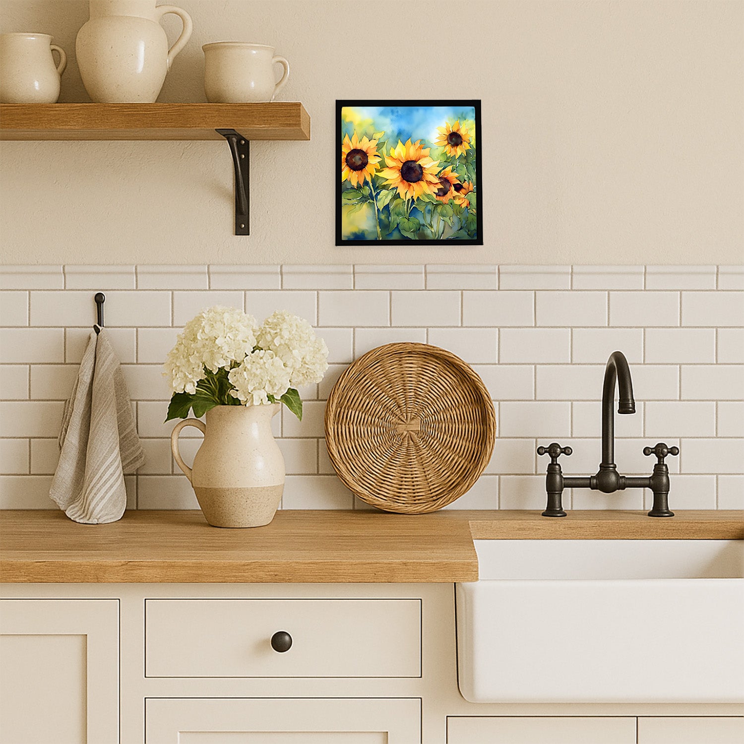 Caroline's Treasures Sunflowers in Watercolor Framed Metal Print