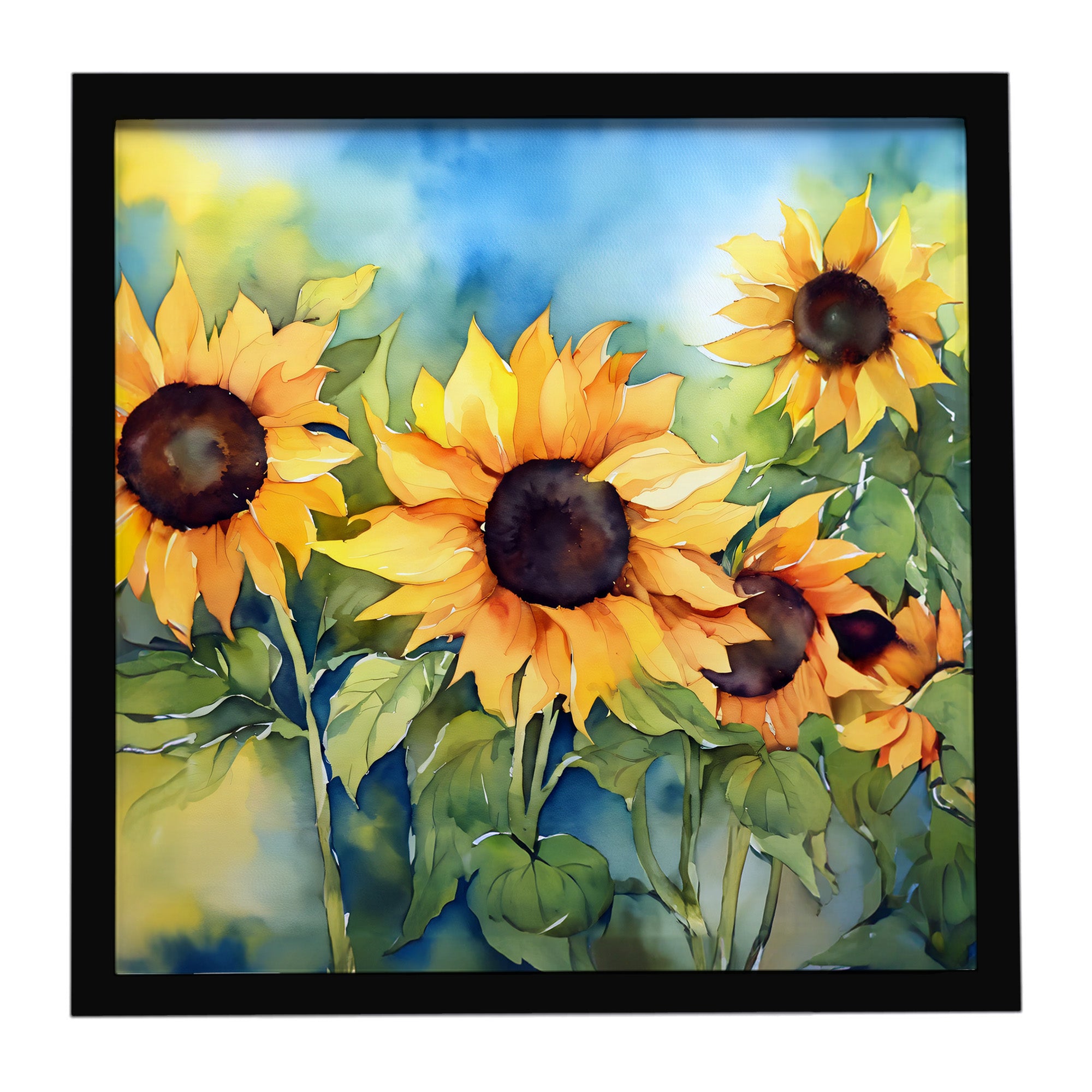 Caroline's Treasures Sunflowers in Watercolor Framed Metal Print