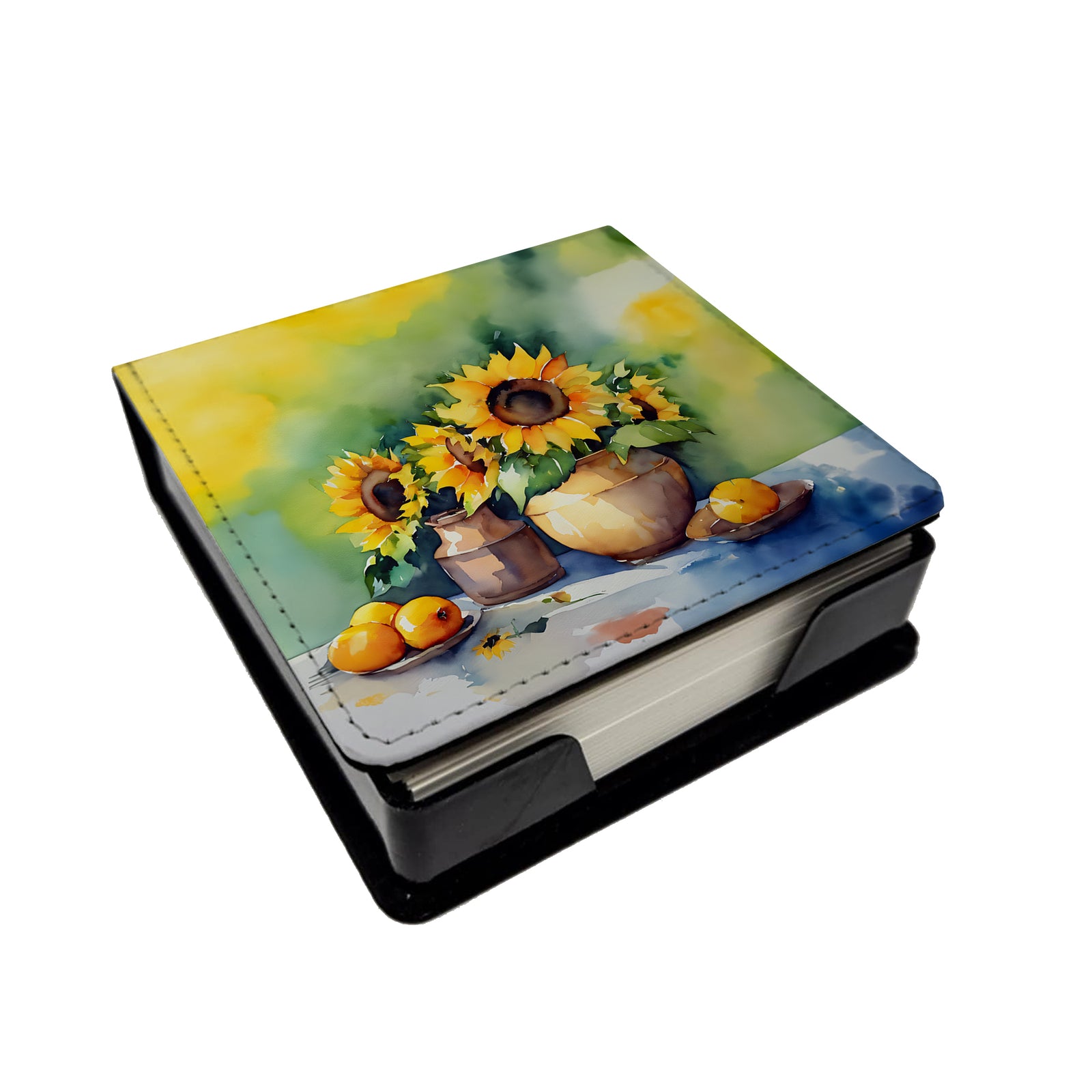 Caroline's Treasures Sunflowers in Watercolor PU Leather Note Paper Holder