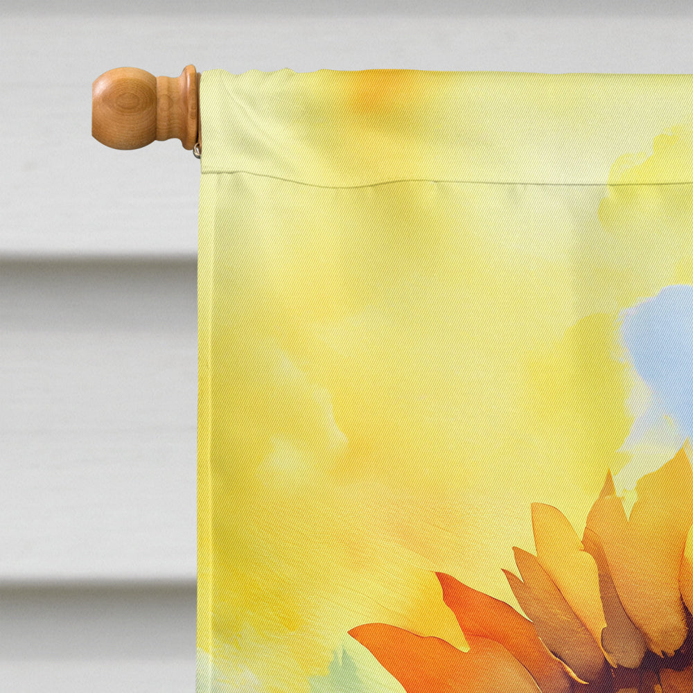 Sunflowers in Watercolor House Flag