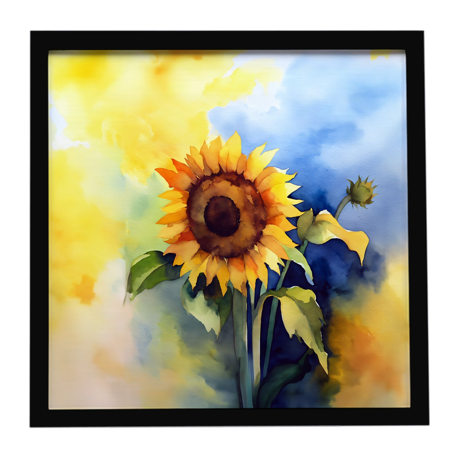 Caroline's Treasures Sunflowers in Watercolor Framed Metal Print
