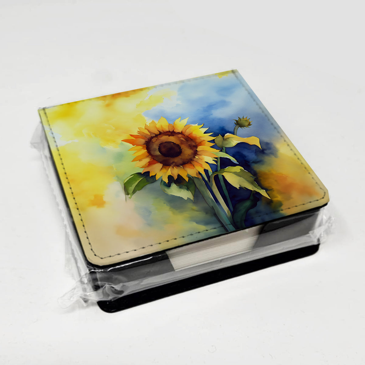 Caroline's Treasures Sunflowers in Watercolor PU Leather Note Paper Holder
