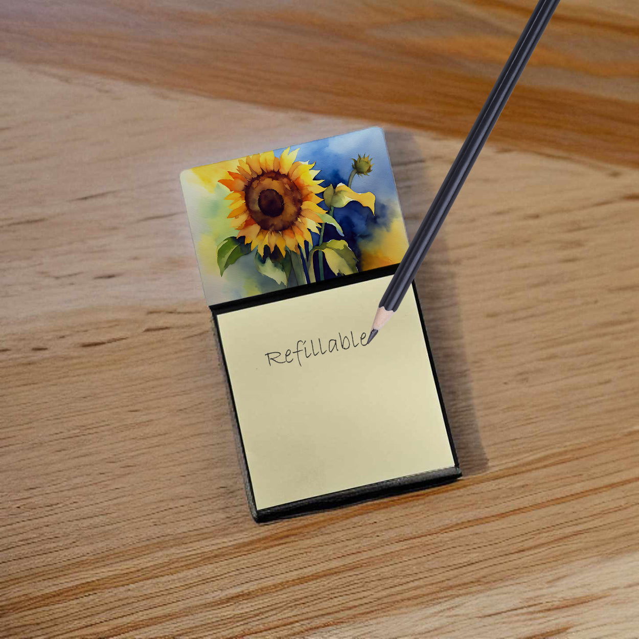 Sunflowers in Watercolor Sticky Note Holder