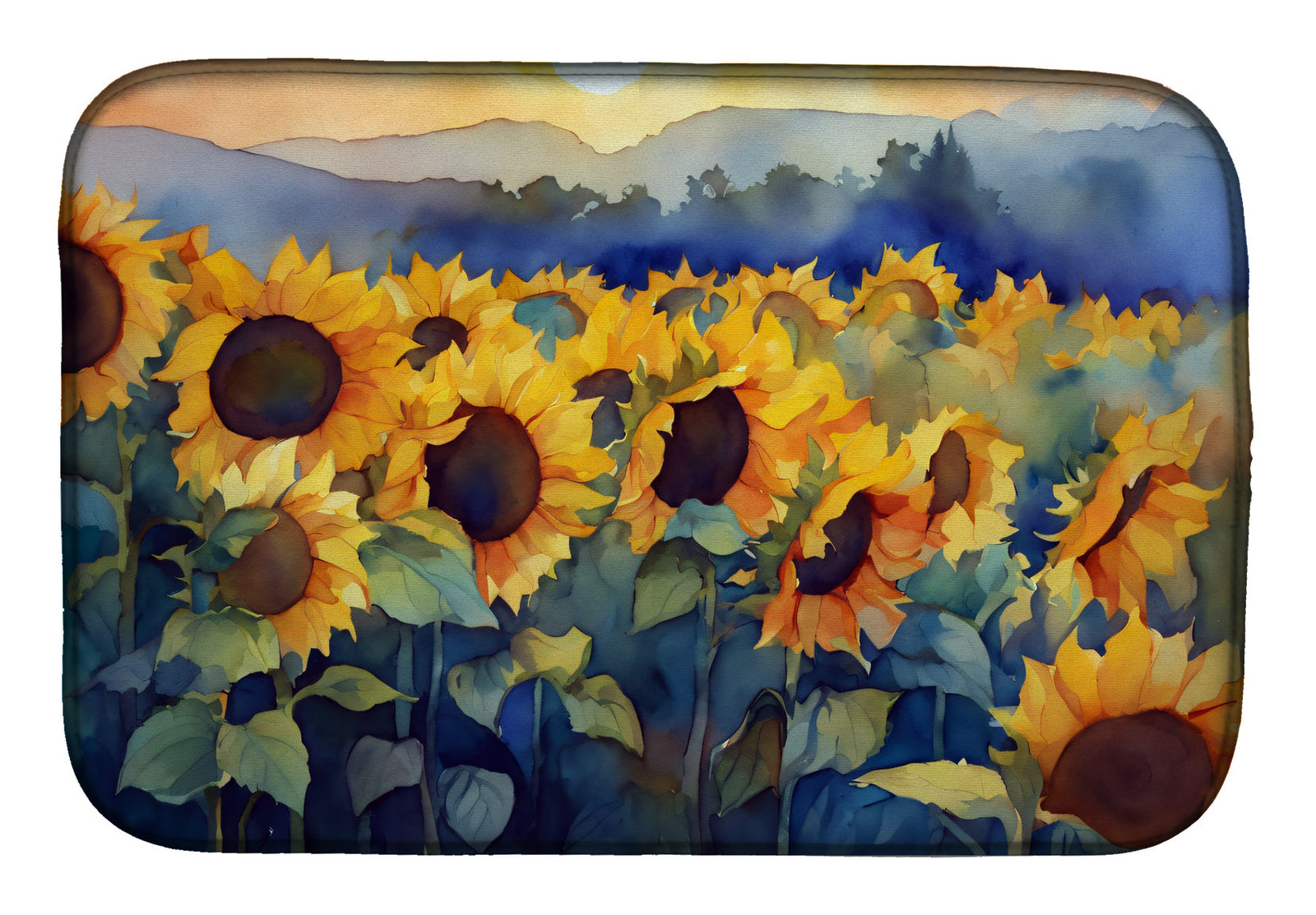 Caroline's Treasures Sunflowers in Watercolor Dish Drying Mat