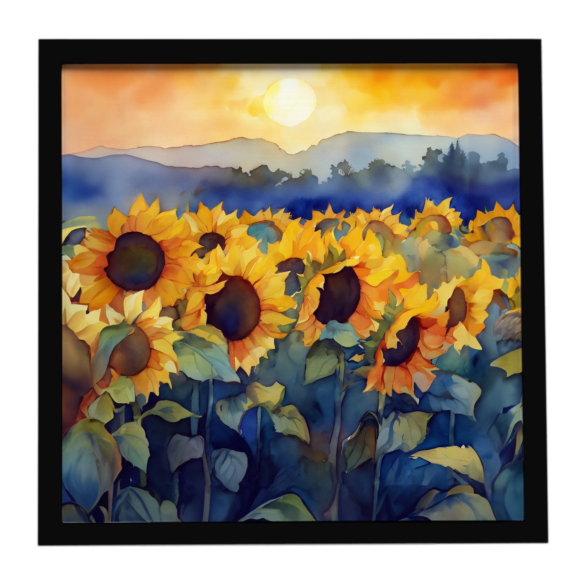 Caroline's Treasures Sunflowers in Watercolor Framed Metal Print