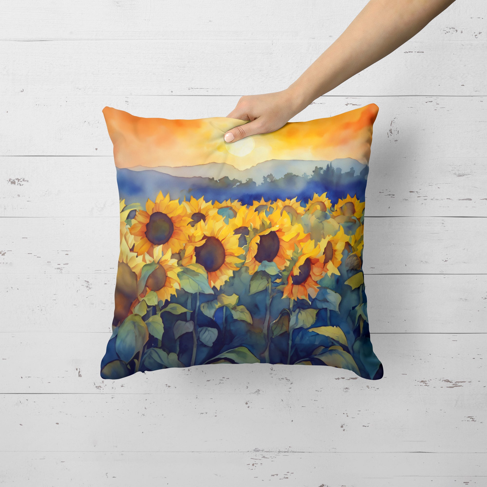Buy this Sunflowers in Watercolor Throw Pillow