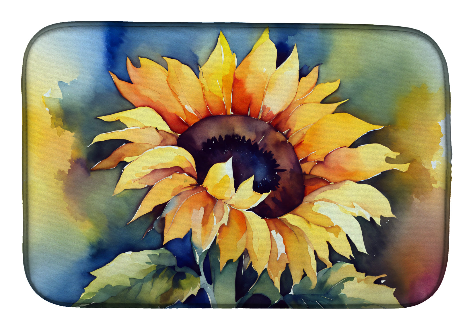 Caroline's Treasures Sunflowers in Watercolor Dish Drying Mat