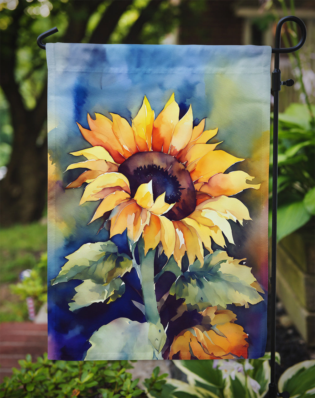 Sunflowers in Watercolor Garden Flag