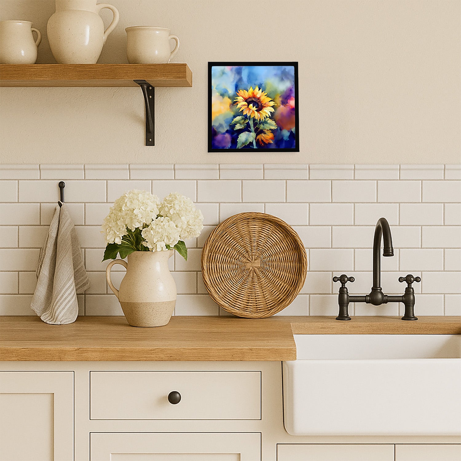 Caroline's Treasures Sunflowers in Watercolor Framed Metal Print