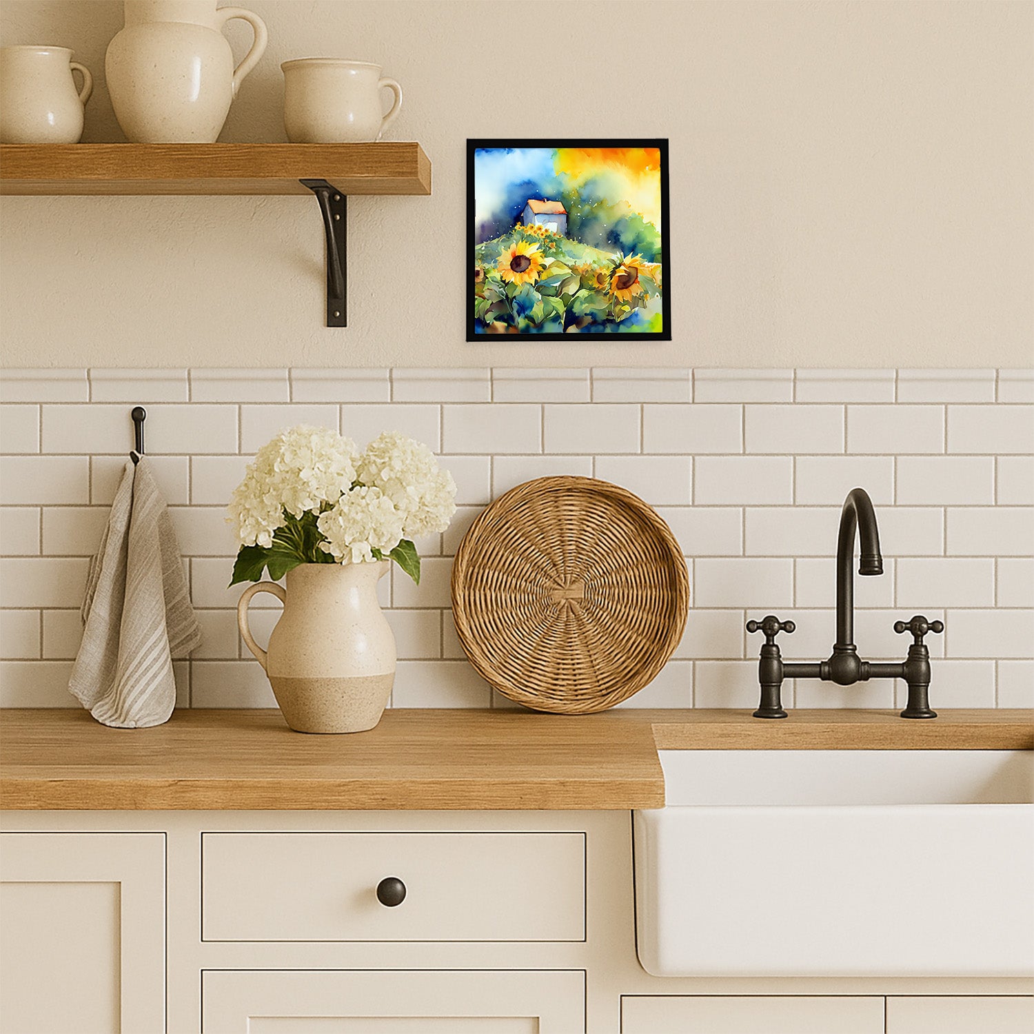 Caroline's Treasures Sunflowers in Watercolor Framed Metal Print