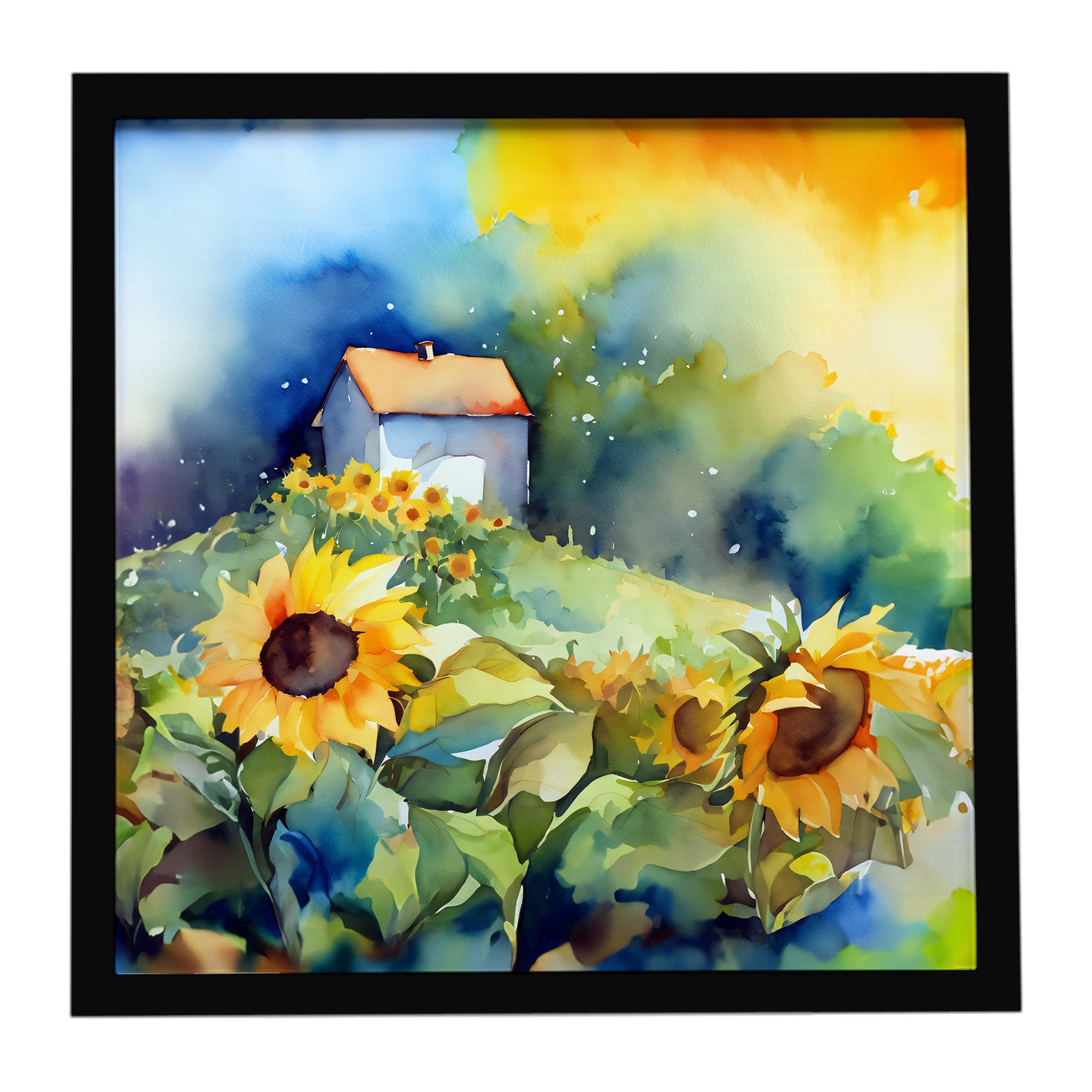 Caroline's Treasures Sunflowers in Watercolor Framed Metal Print