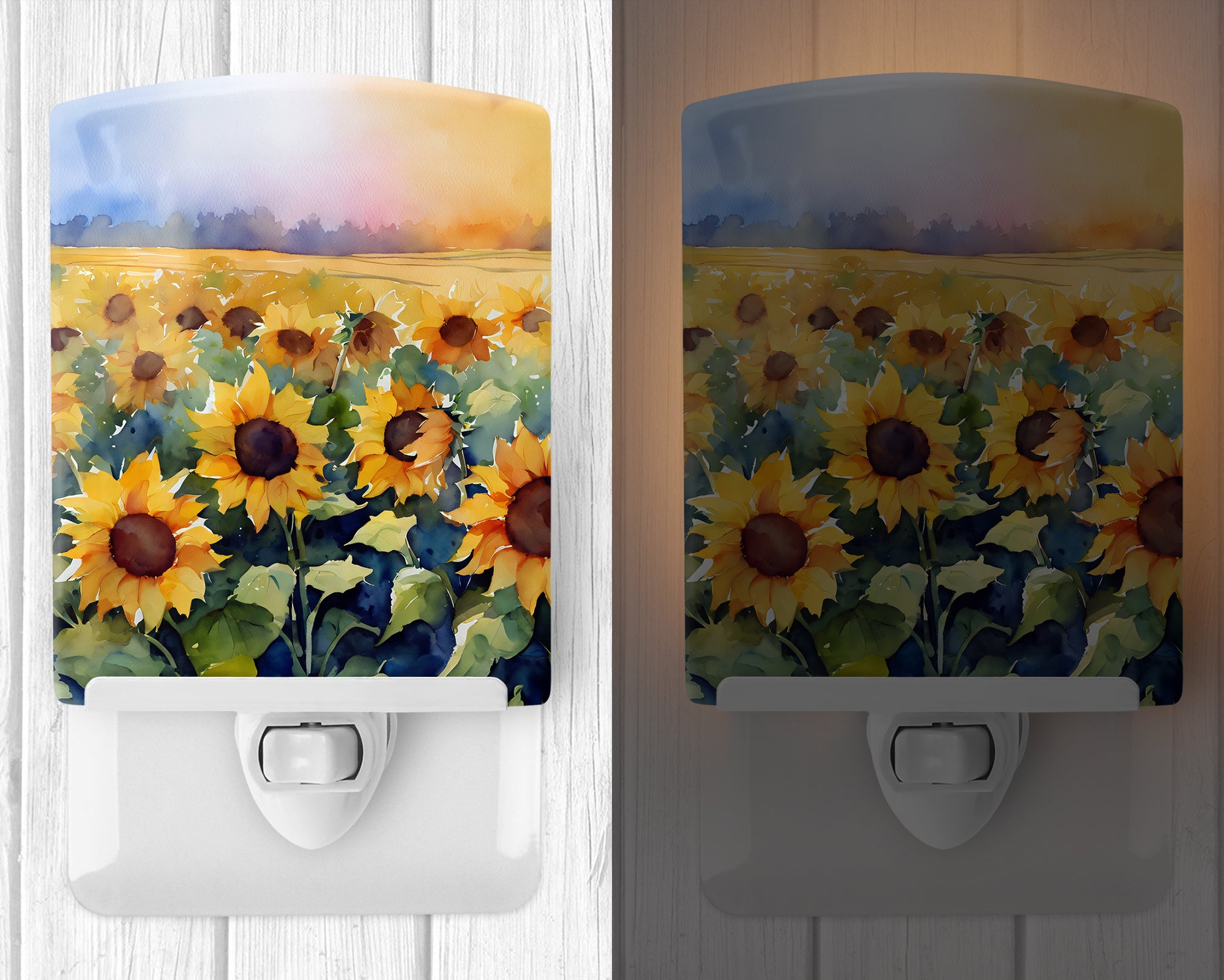 Buy this Sunflowers in Watercolor Ceramic Night Light