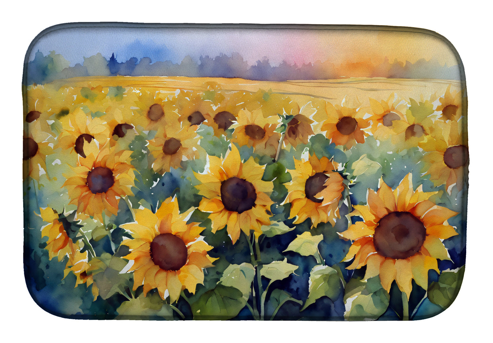 Caroline's Treasures Sunflowers in Watercolor Dish Drying Mat