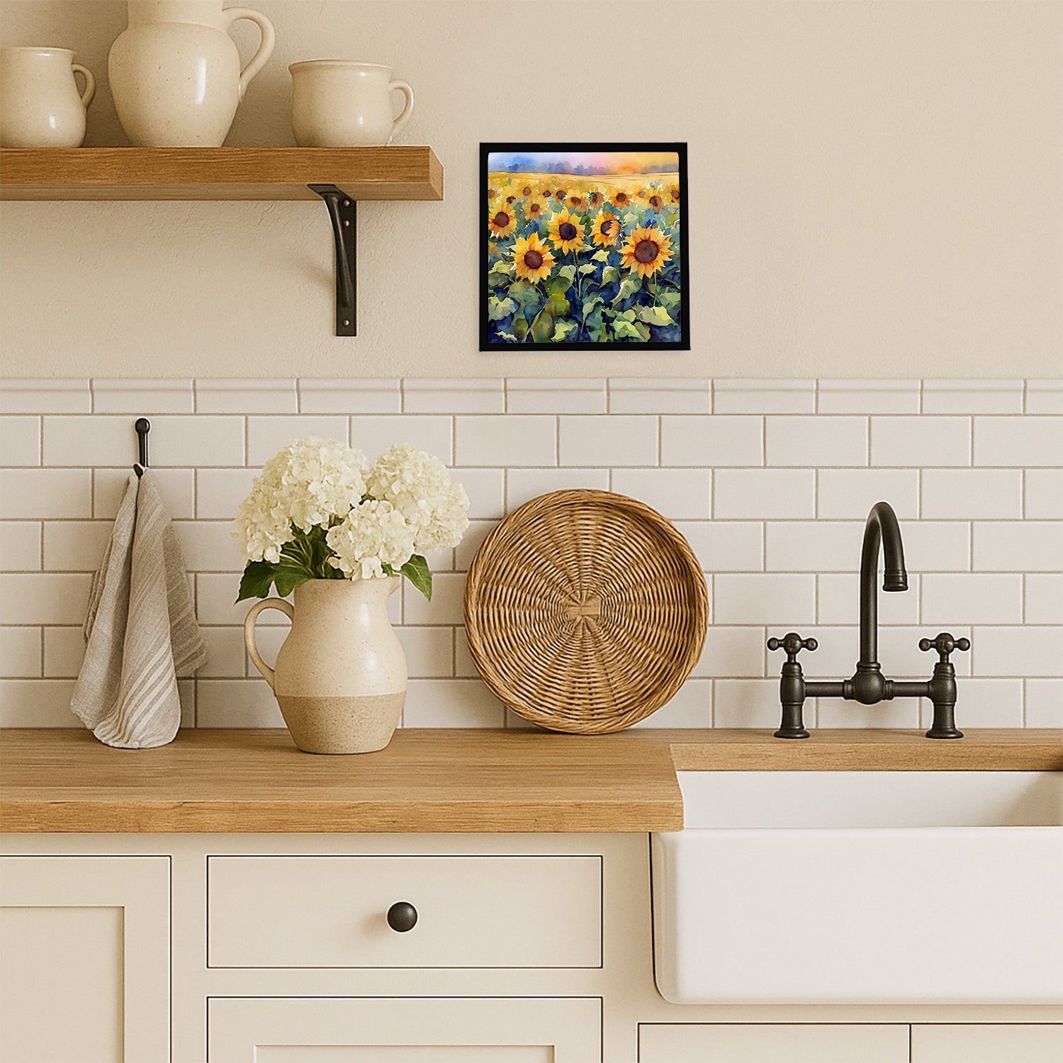 Caroline's Treasures Sunflowers in Watercolor Framed Metal Print