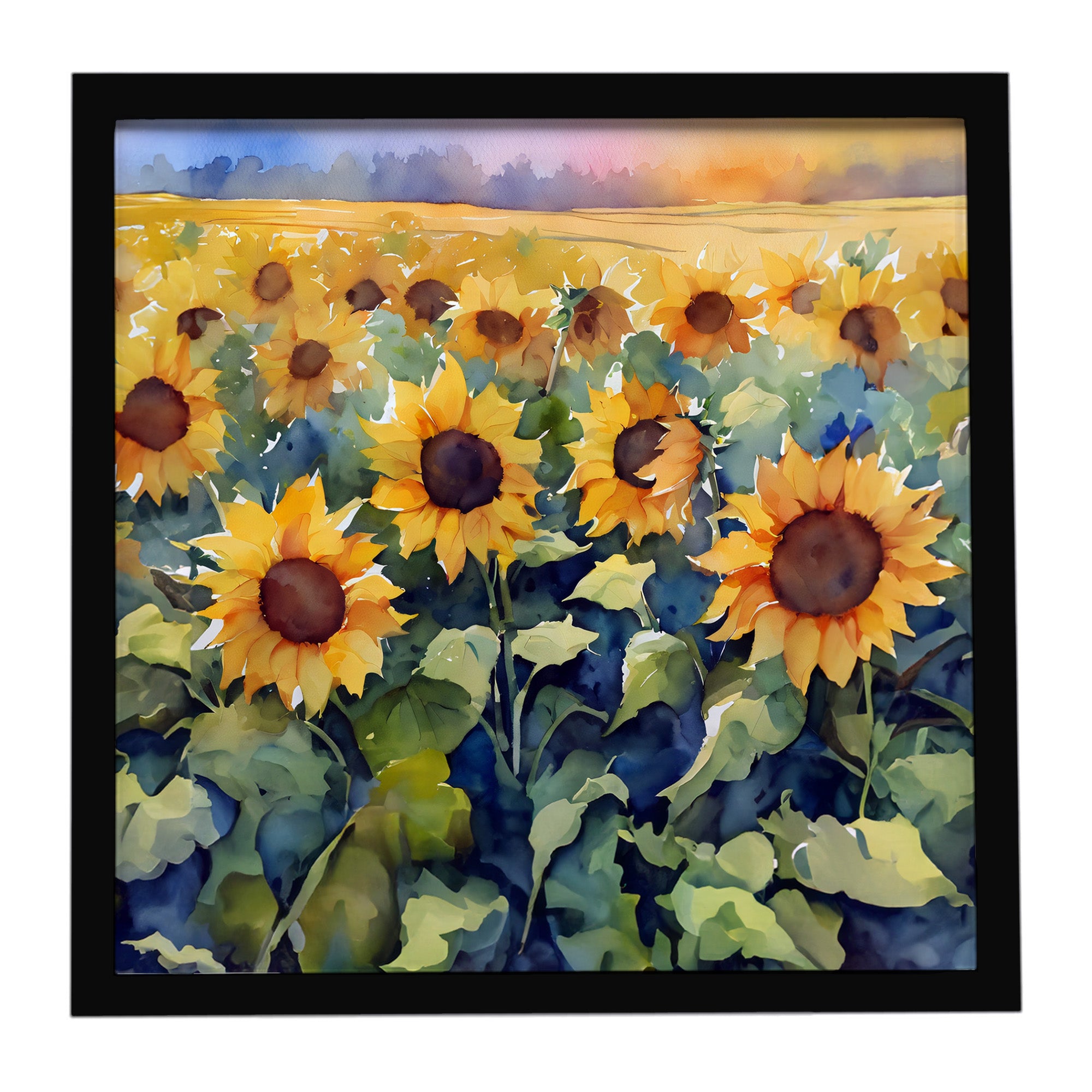 Caroline's Treasures Sunflowers in Watercolor Framed Metal Print