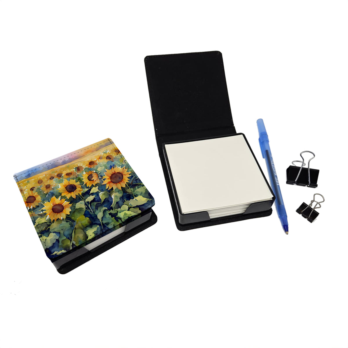 Caroline's Treasures Sunflowers in Watercolor PU Leather Note Paper Holder