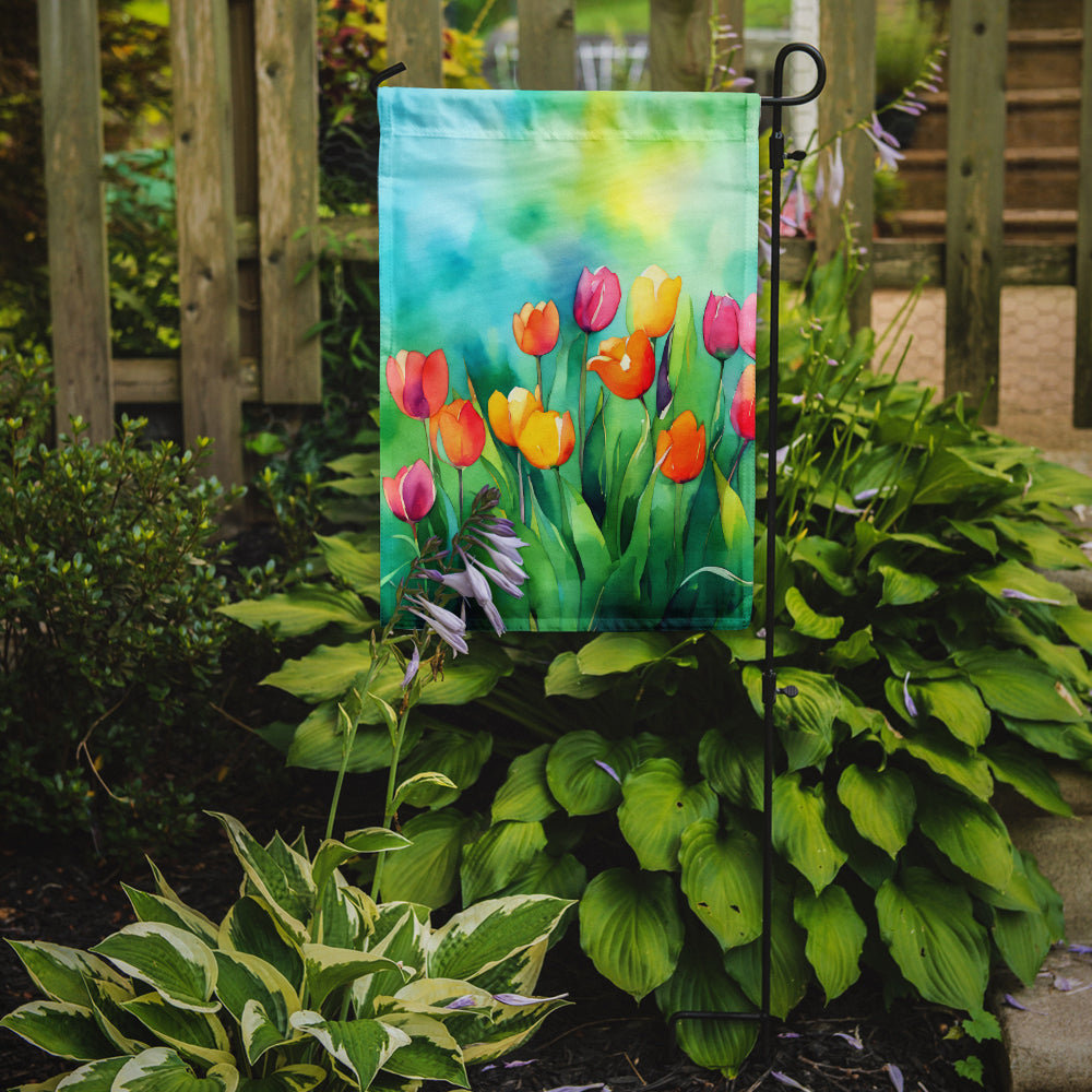 Caroline's Treasures Tulips in Watercolor Garden Flag – Outdoor Decorative Yard Flag