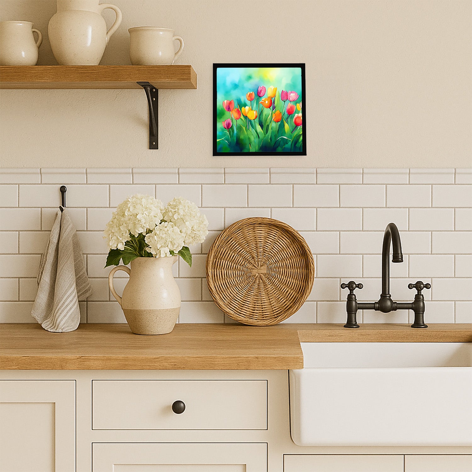 Caroline's Treasures Tulips in Watercolor Framed Metal Print