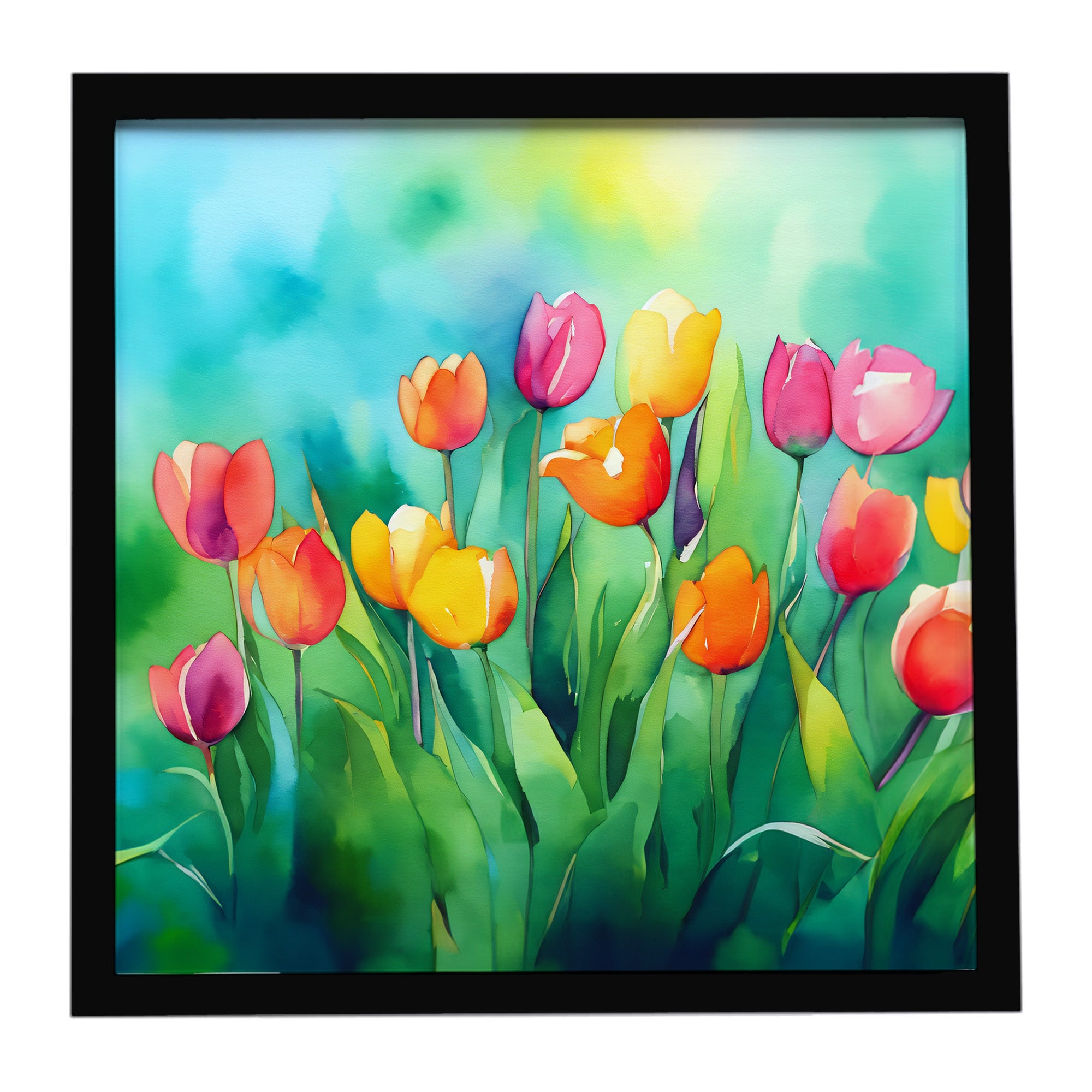 Caroline's Treasures Tulips in Watercolor Framed Metal Print