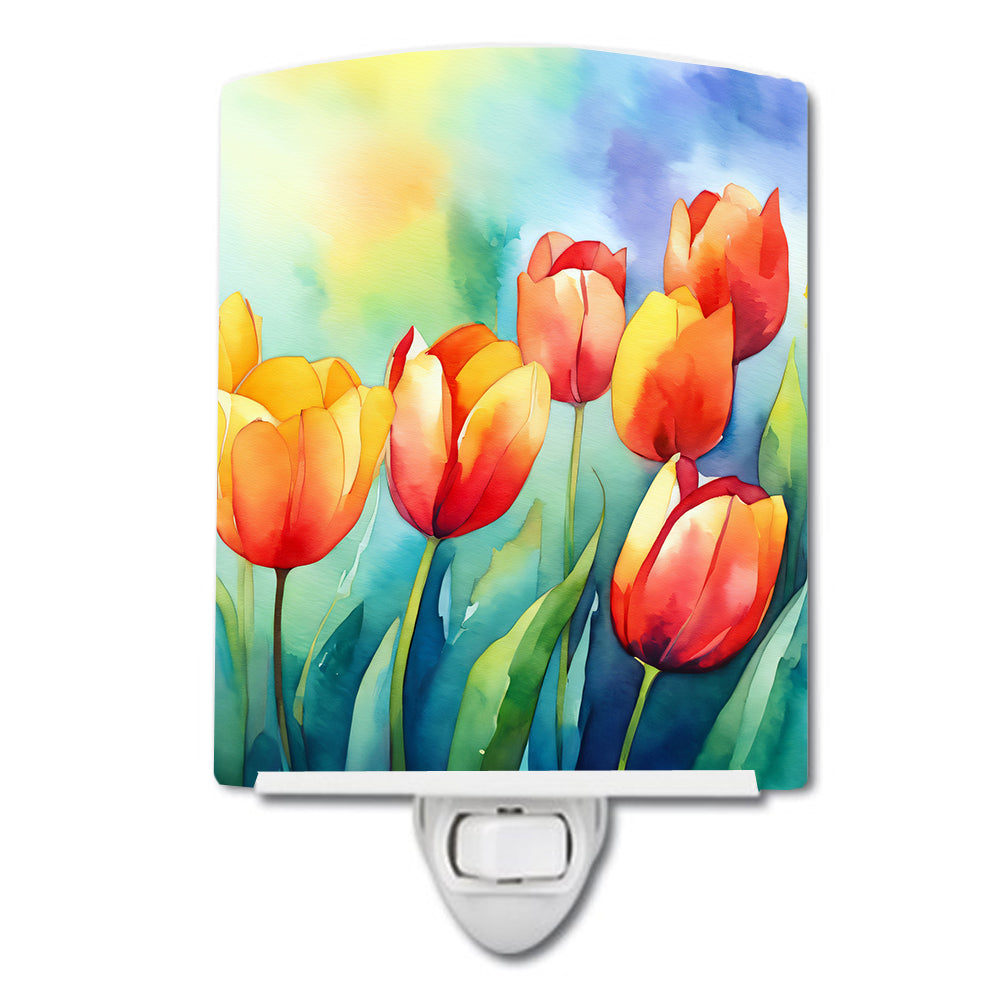 Buy this Tulips in Watercolor Ceramic Night Light