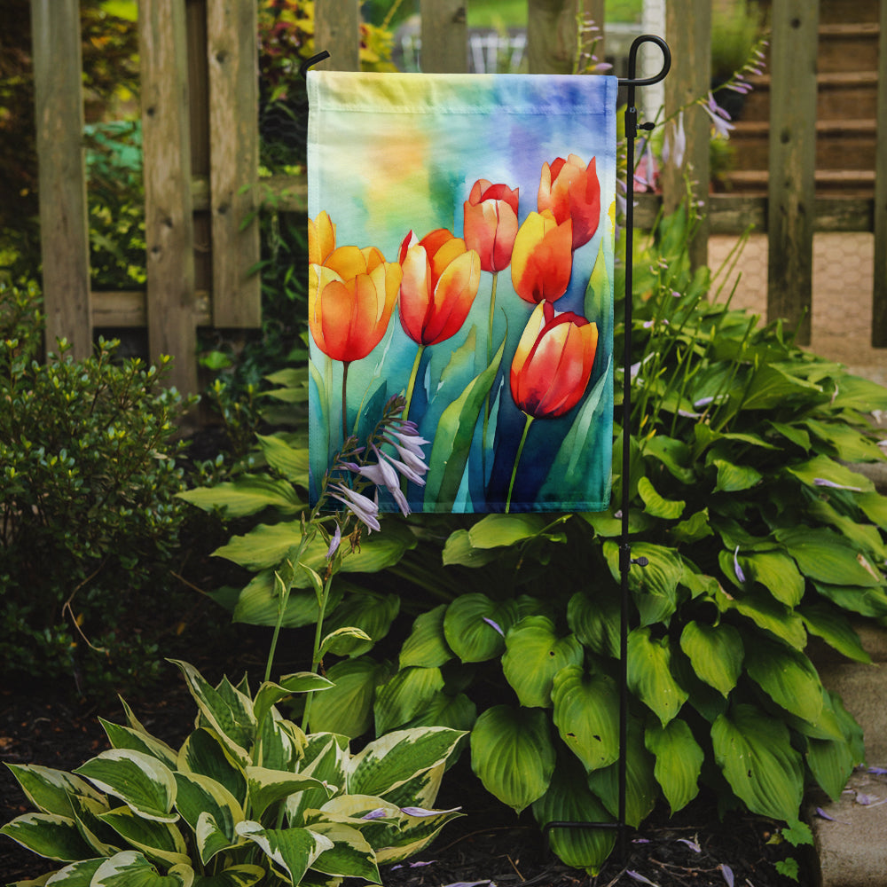 Caroline's Treasures Tulips in Watercolor Garden Flag – Outdoor Decorative Yard Flag