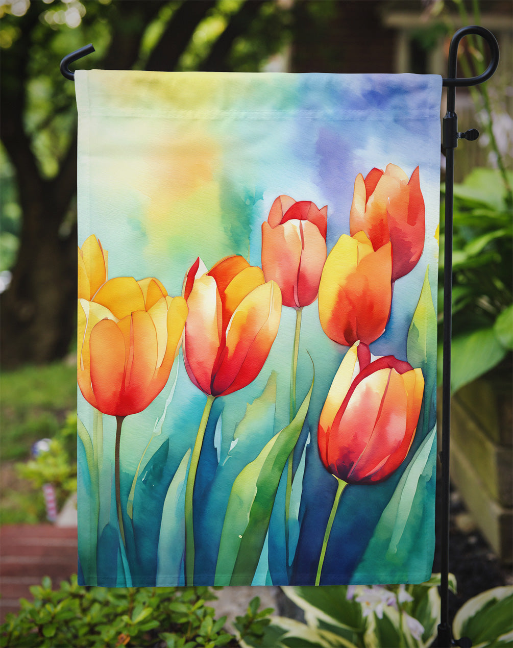 Tulips in Watercolor Garden Flag