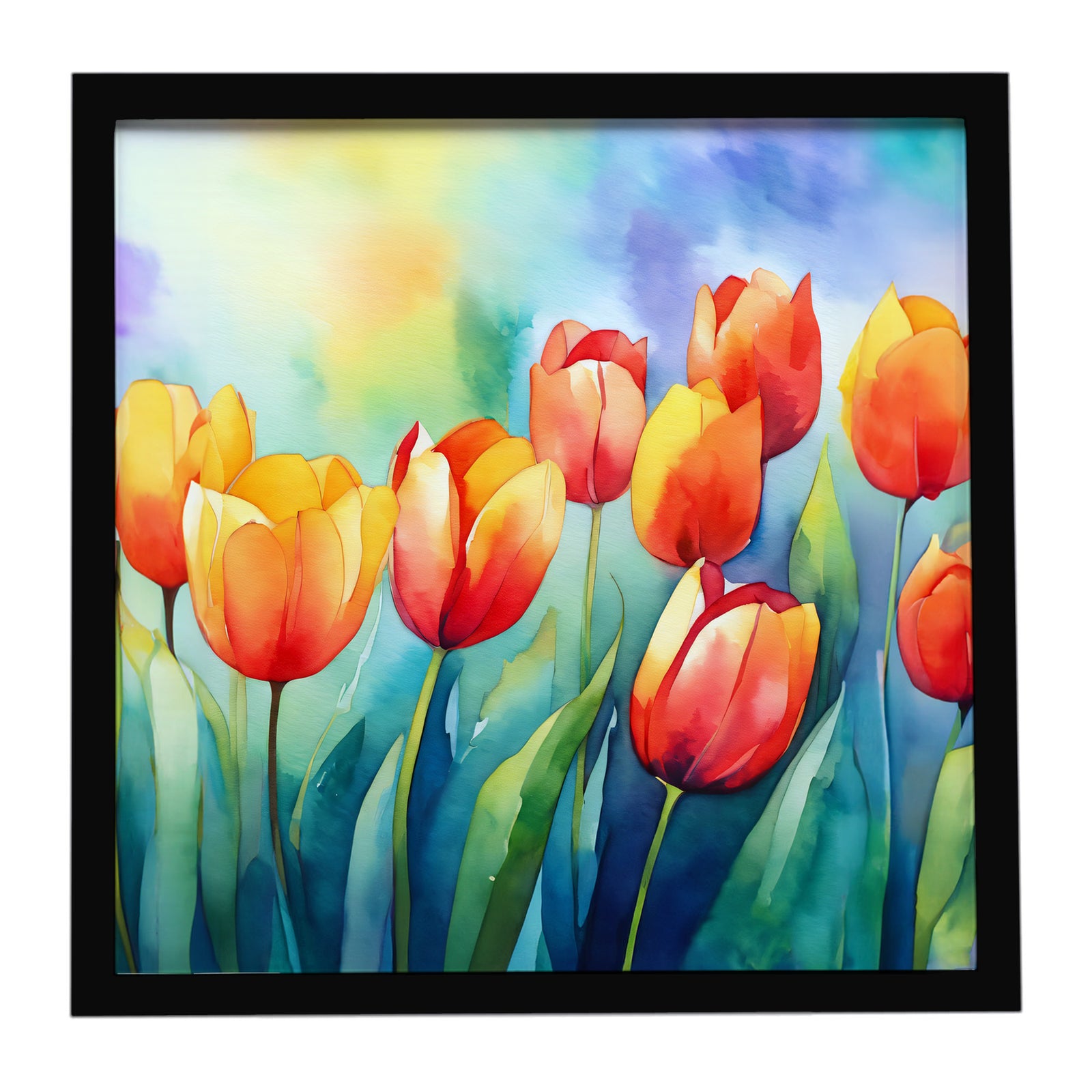 Caroline's Treasures Tulips in Watercolor Framed Metal Print
