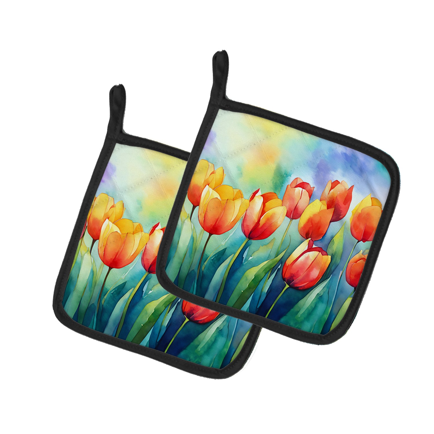 Buy this Tulips in Watercolor Pair of Pot Holders