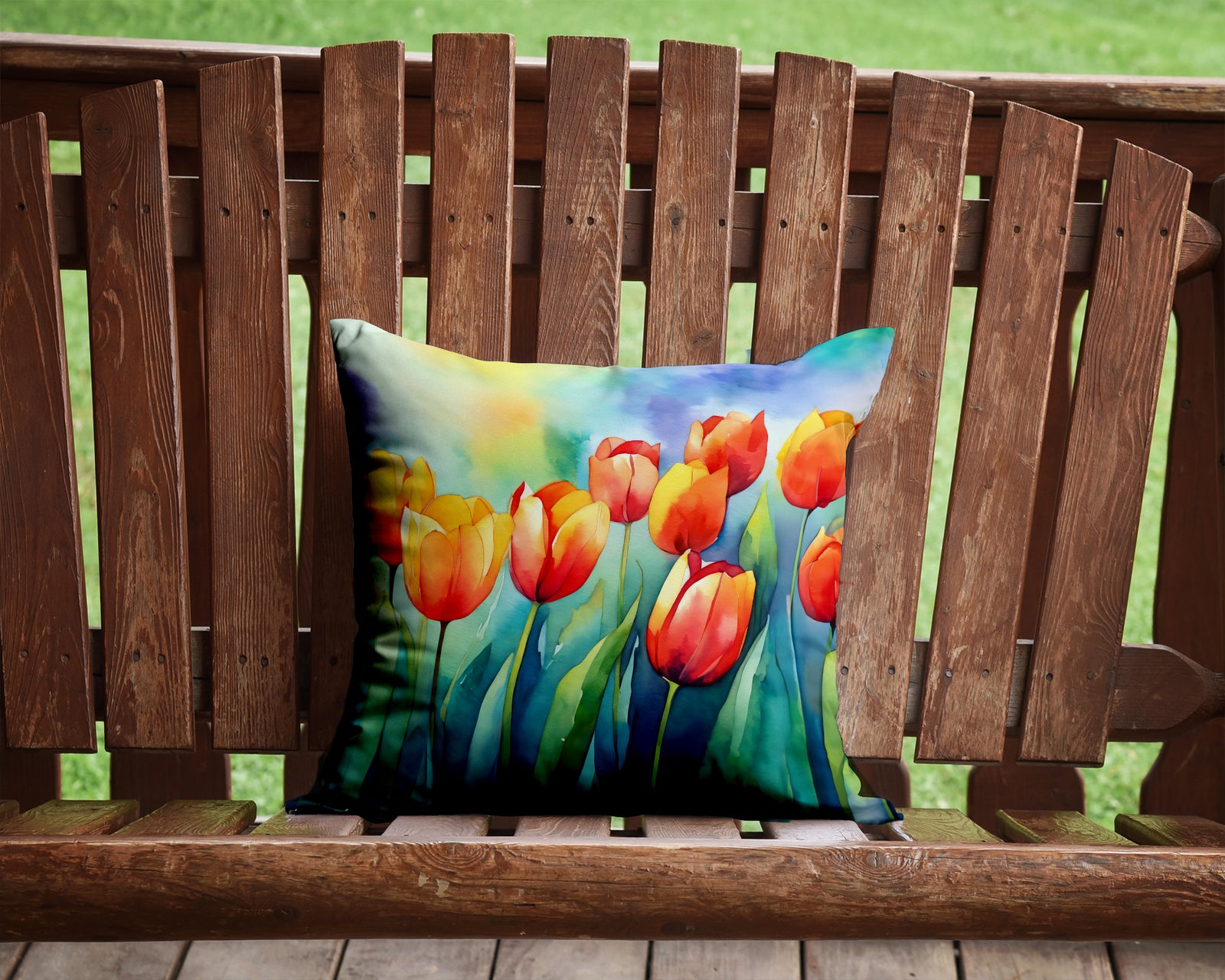 Caroline's Treasures Tulips in Watercolor Throw Pillow - 14x14 Decorative Pillow – Art for Your Home & Patio