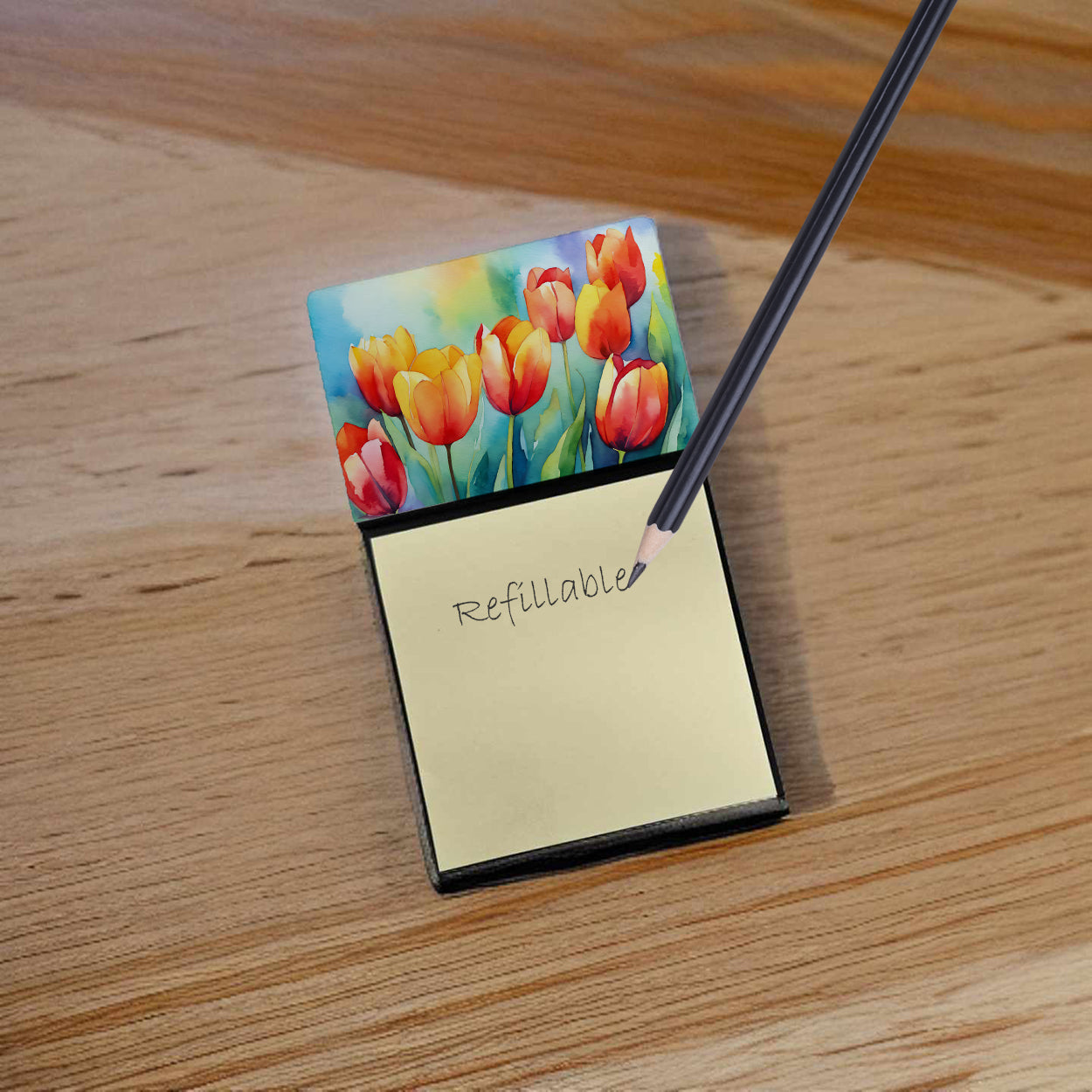 Tulips in Watercolor Sticky Note Holder