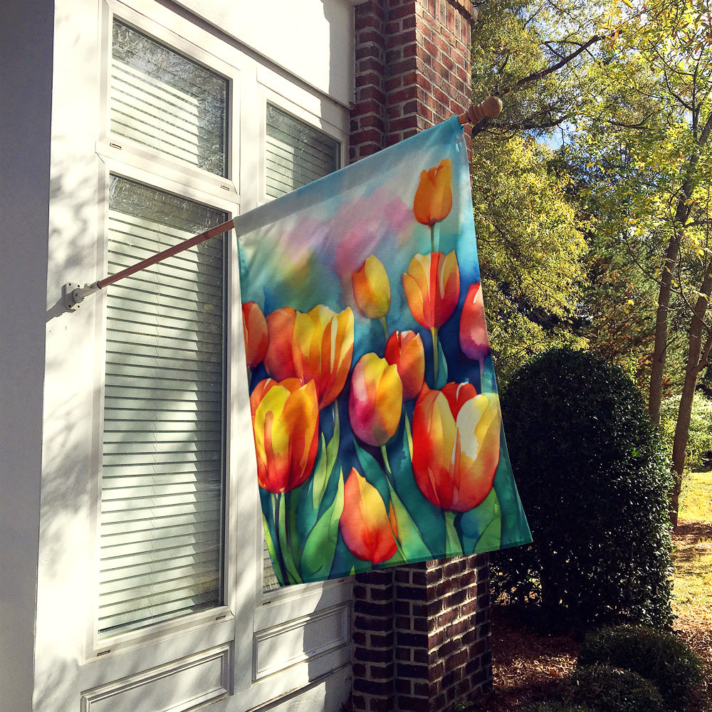 Tulips in Watercolor House Flag