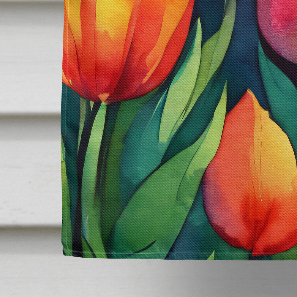 Tulips in Watercolor House Flag