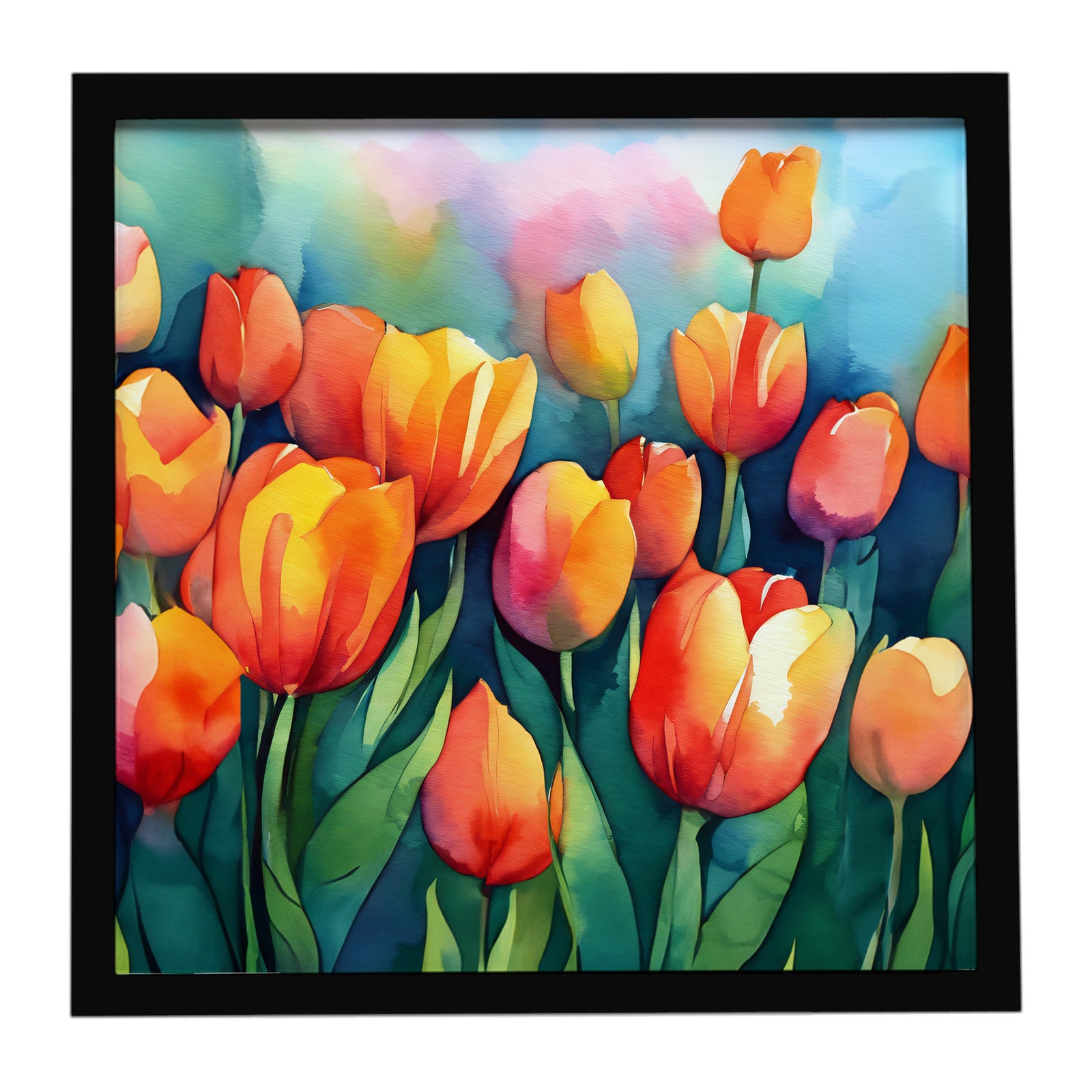 Caroline's Treasures Tulips in Watercolor Framed Metal Print