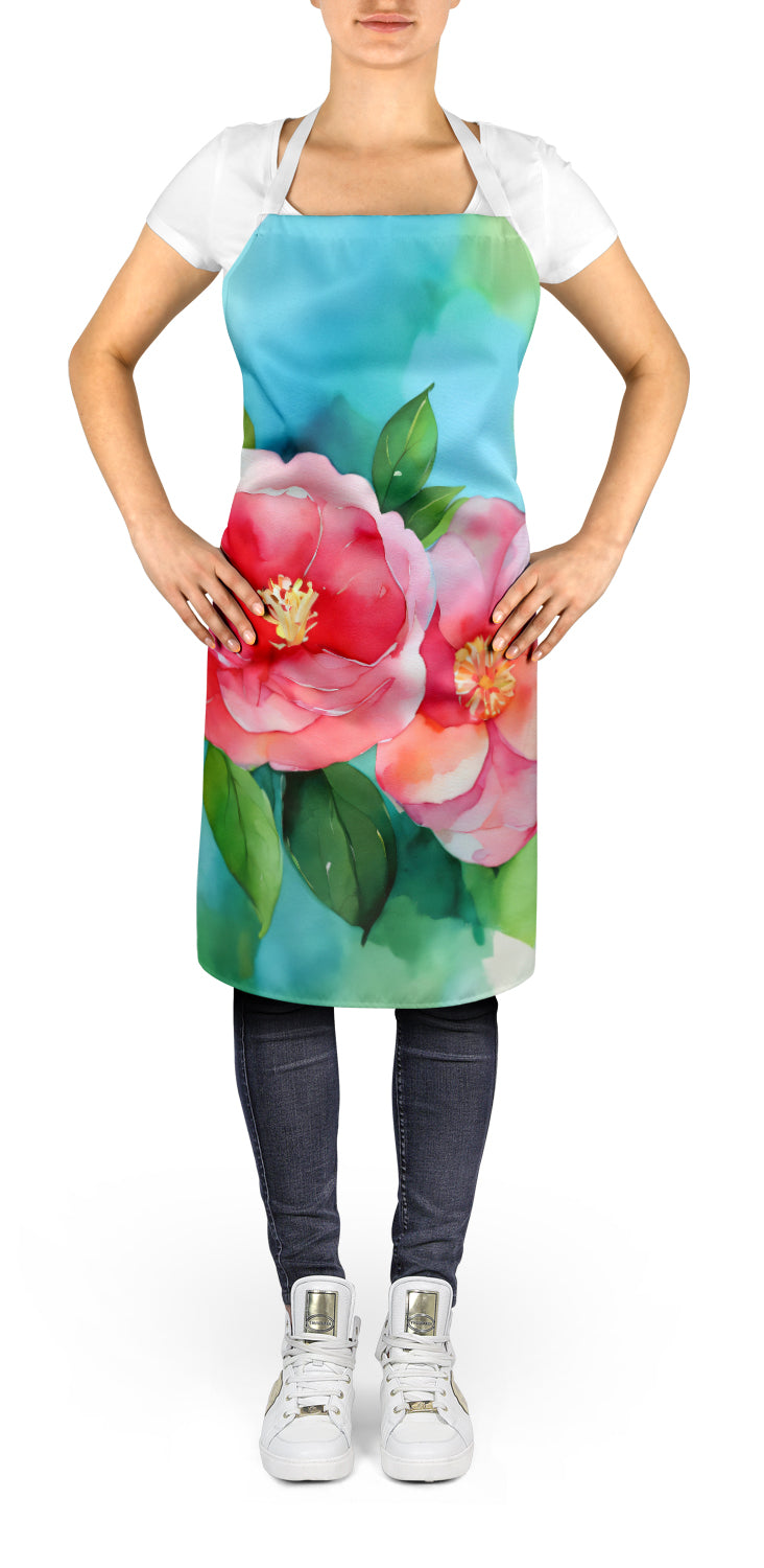 Caroline's Treasures Alabama Camellia in Watercolor Apron – Artist-Designed Kitchen, BBQ & Craft Apron