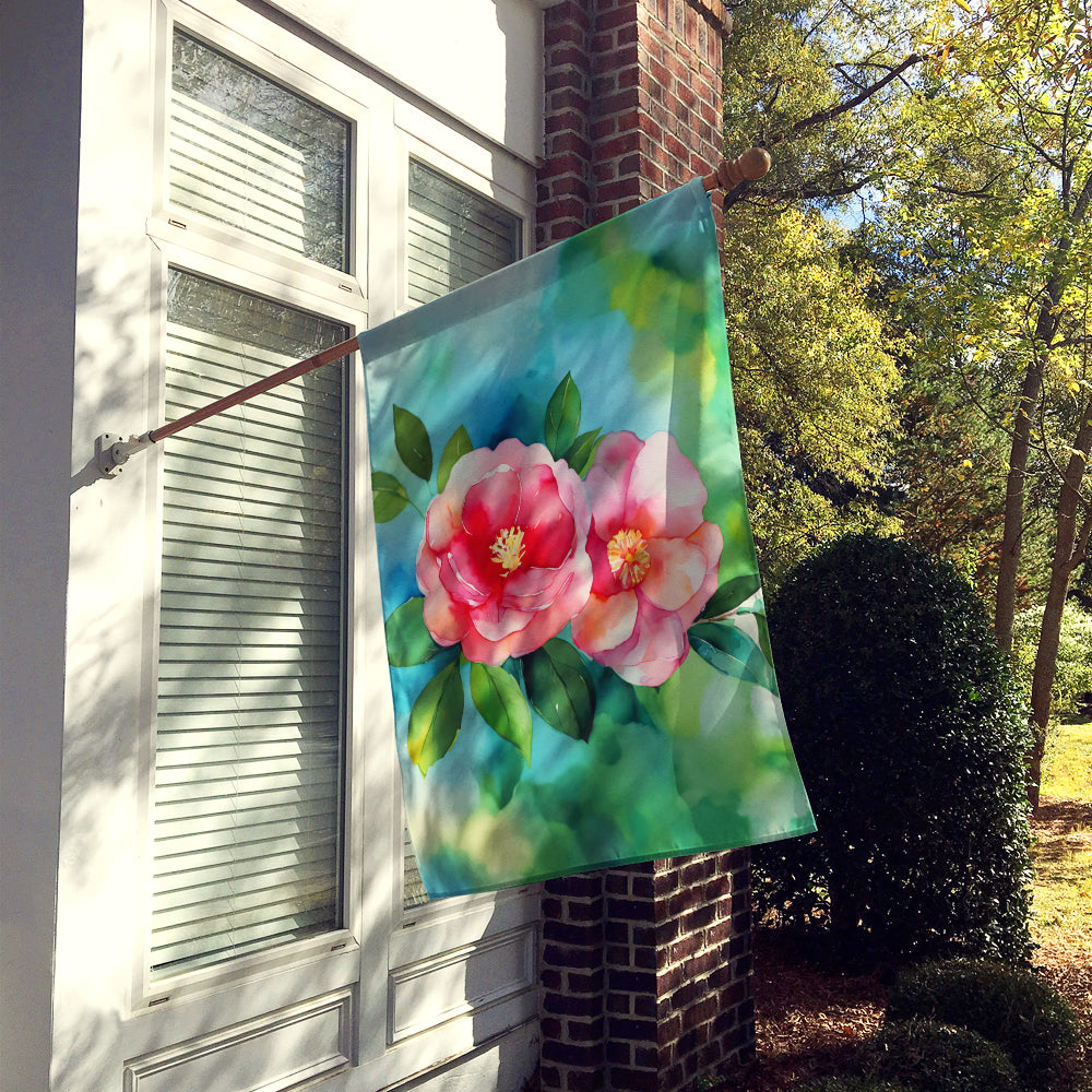 Alabama Camellia in Watercolor House Flag