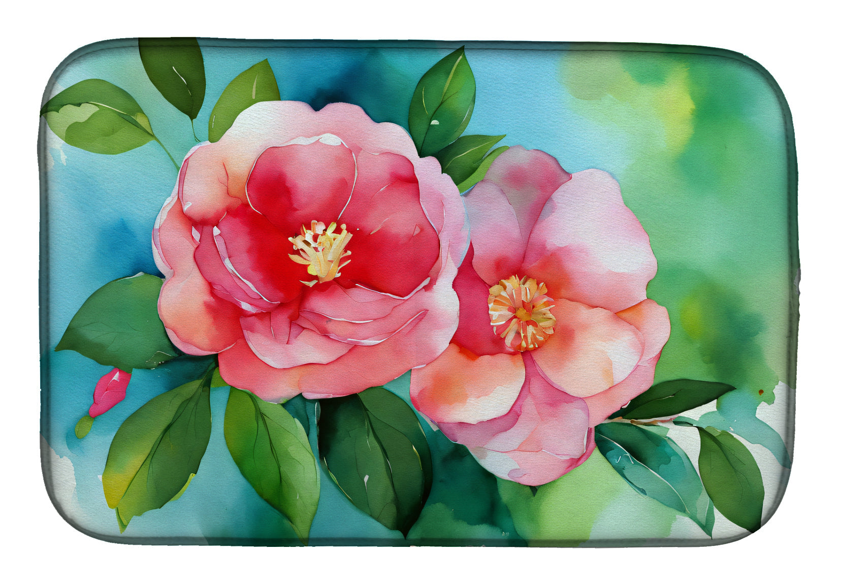 Caroline's Treasures Alabama Camellia in Watercolor Dish Drying Mat