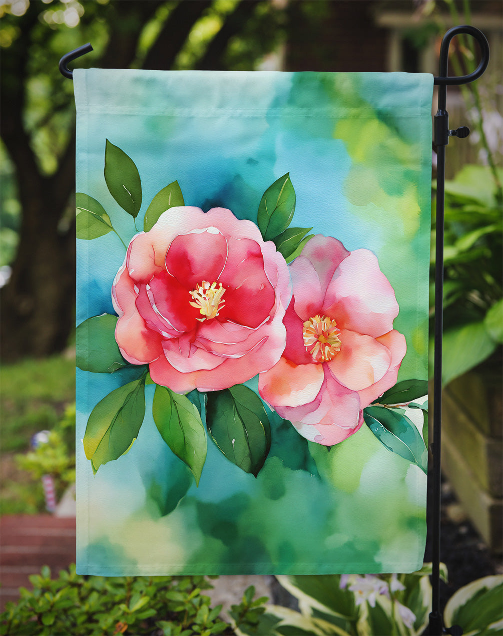 Alabama Camellia in Watercolor Garden Flag