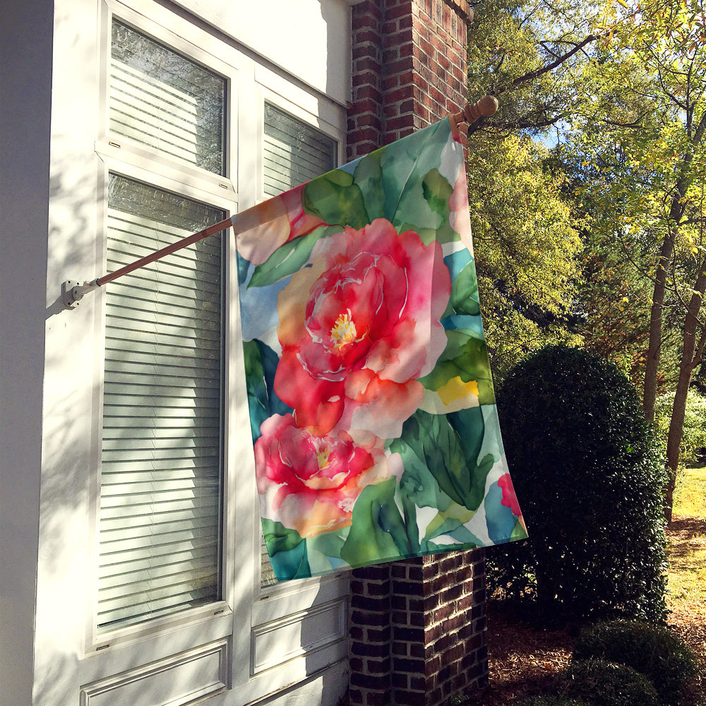 Alabama Camellia in Watercolor House Flag