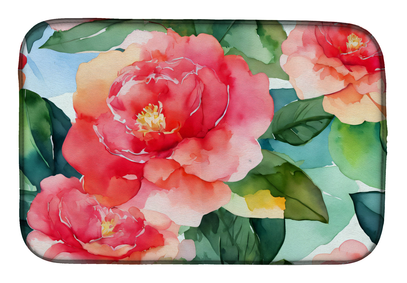 Caroline's Treasures Alabama Camellia in Watercolor Dish Drying Mat