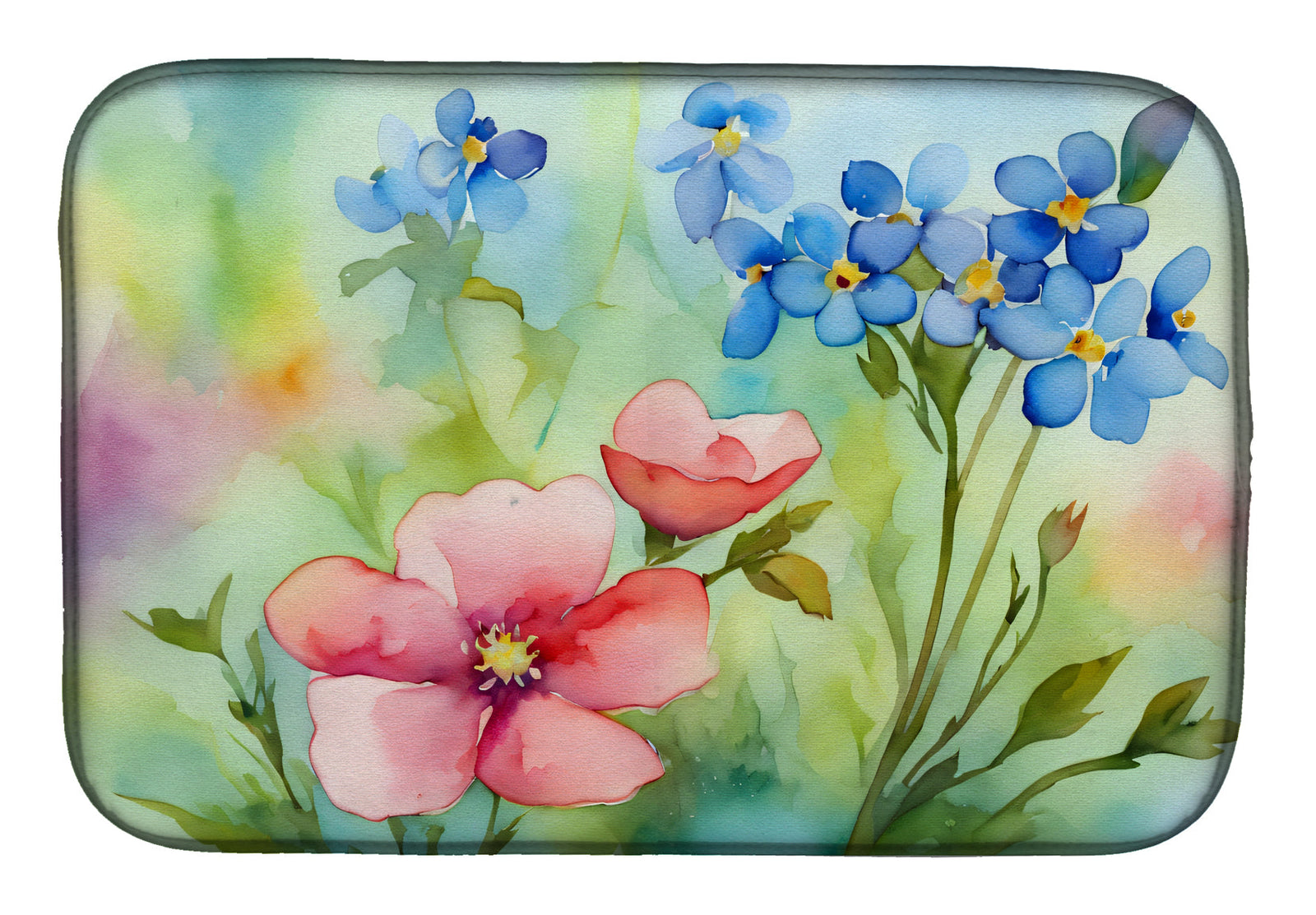 Caroline's Treasures Alaska Forget-me-nots in Watercolor Dish Drying Mat