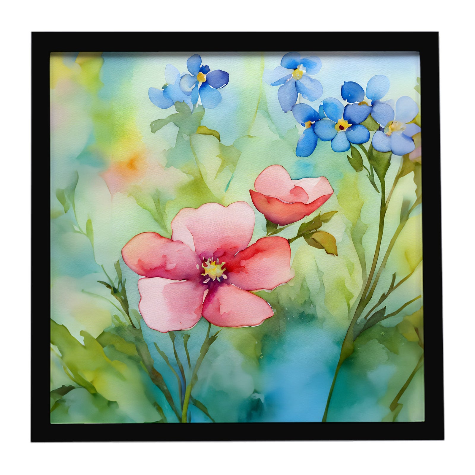 Caroline's Treasures Alaska Forget-me-nots in Watercolor Framed Metal Print