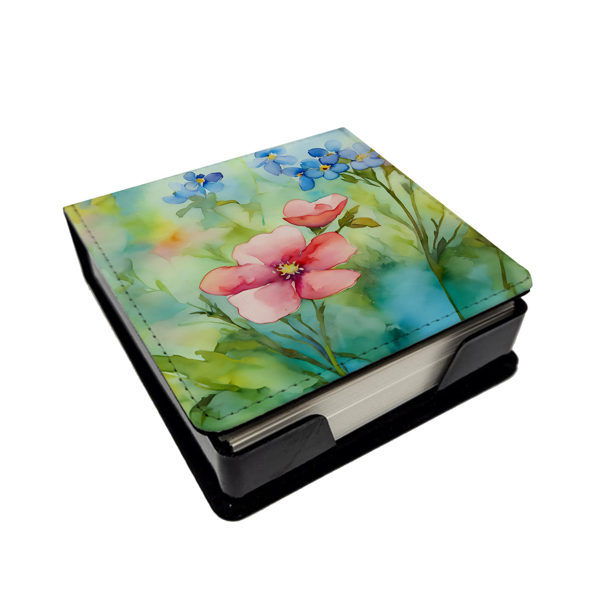Caroline's Treasures Alaska Forget-me-nots in Watercolor PU Leather Note Paper Holder
