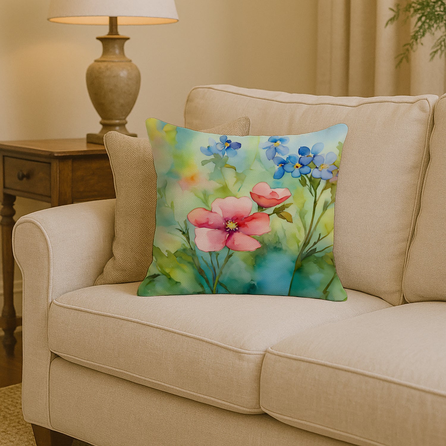 Caroline's Treasures Alaska Forget-me-nots in Watercolor Throw Pillow