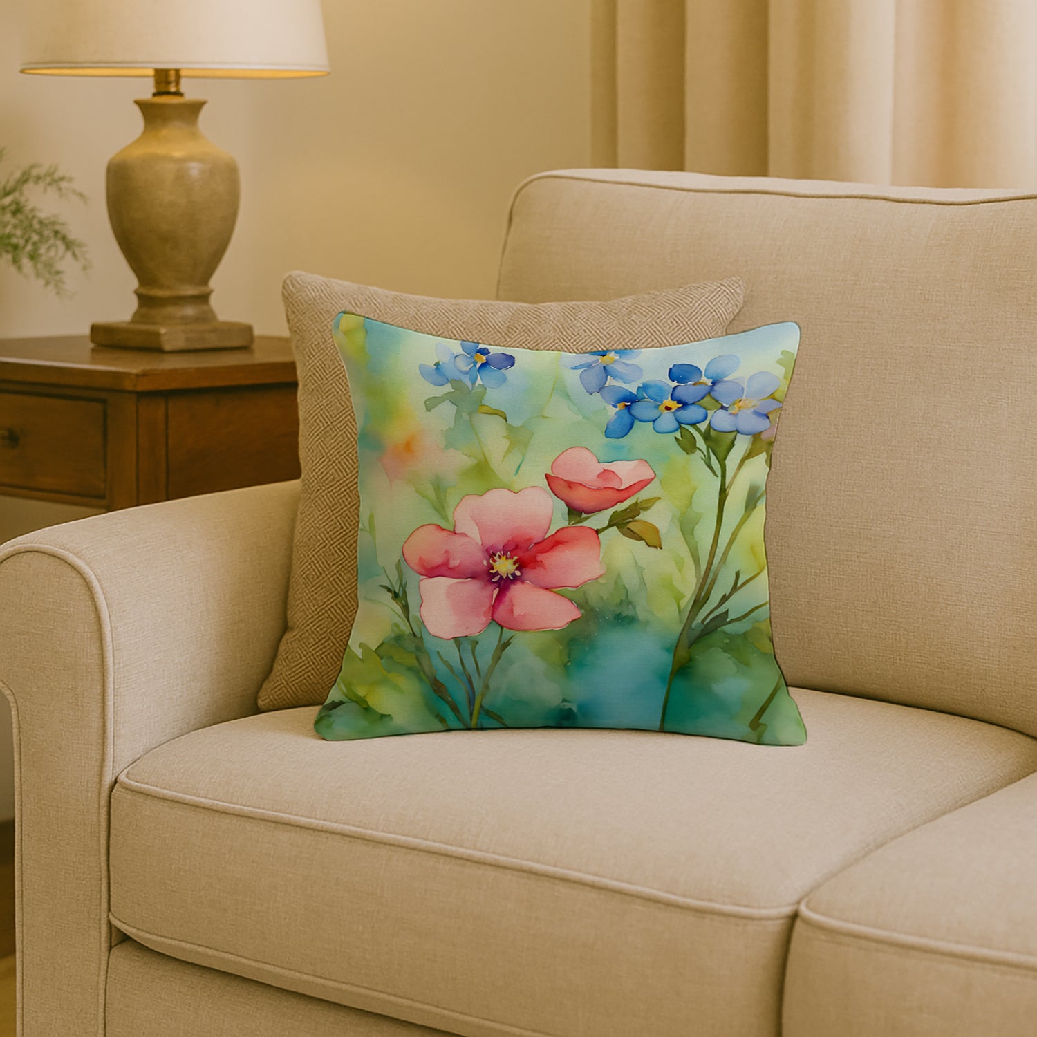 Caroline's Treasures Alaska Forget-me-nots in Watercolor Throw Pillow